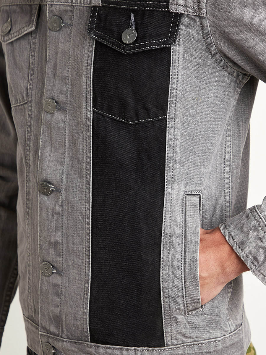 Denim jacket hot sale half black