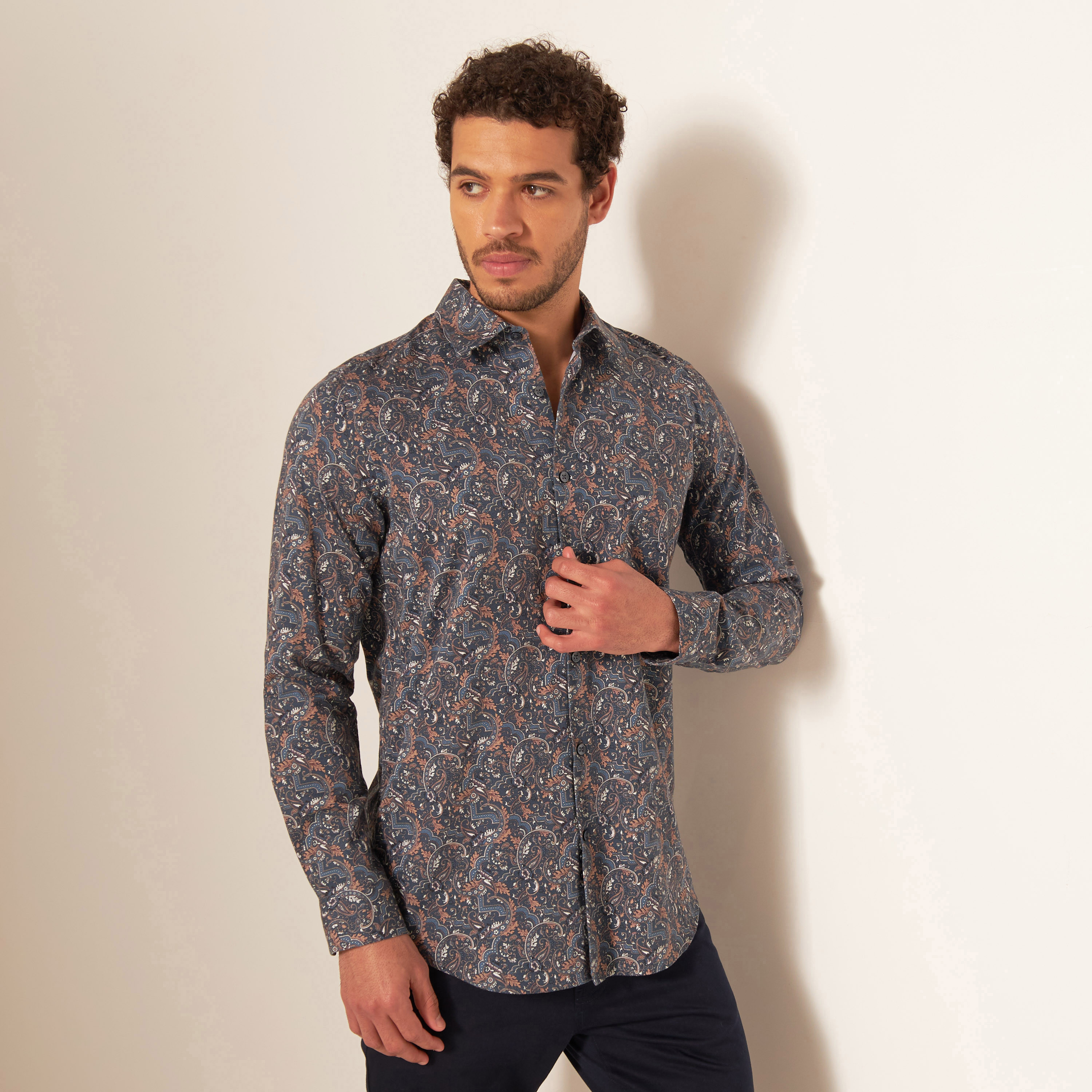 Printed slim sales fit shirts