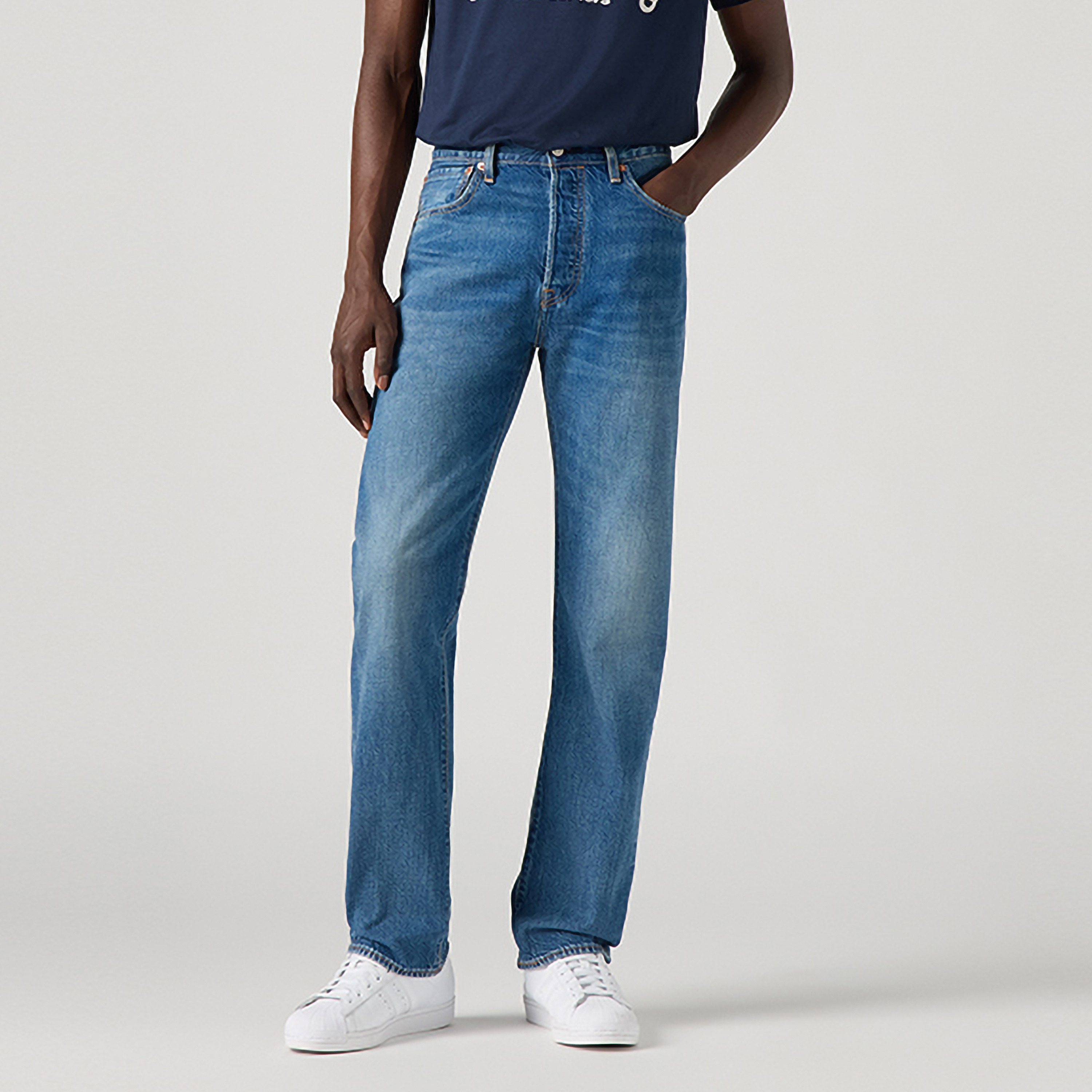 Levi's 501 Straight Fit Blue 5 Pocket Men's Jeans-men-clothing-bottoms-jeans-image-1