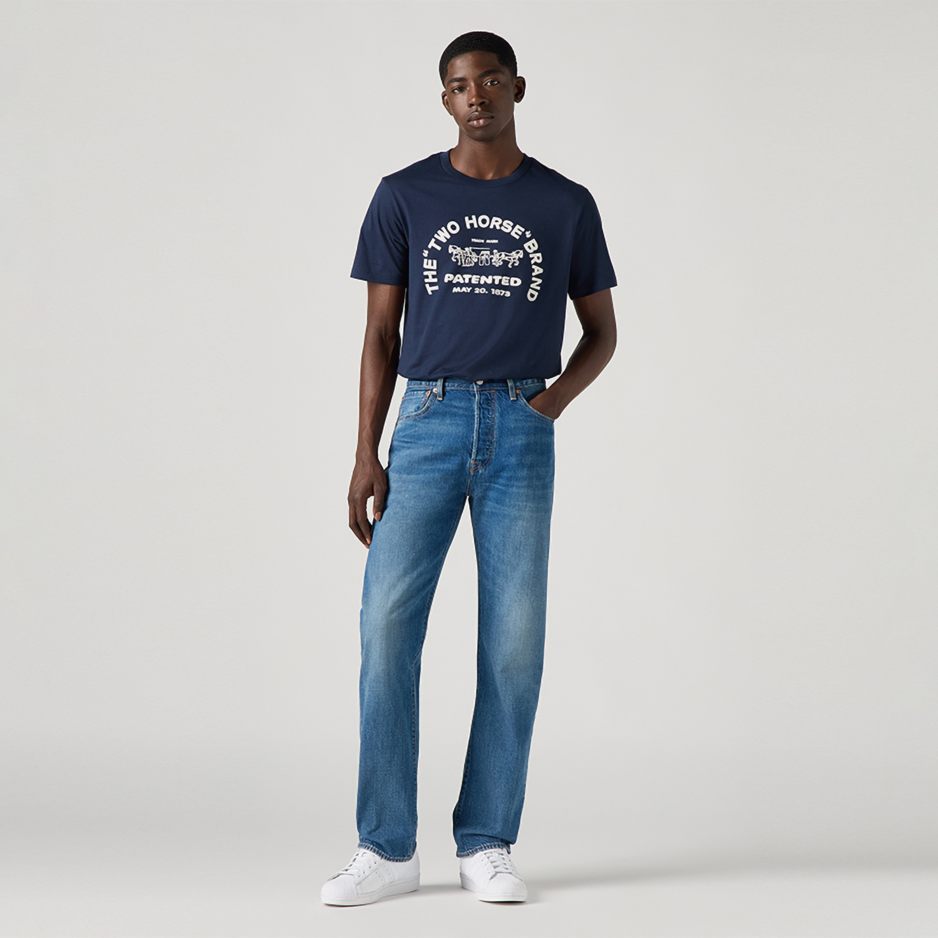 Levi's 501 Straight Fit Blue 5 Pocket Men's Jeans-men-clothing-bottoms-jeans-image-2