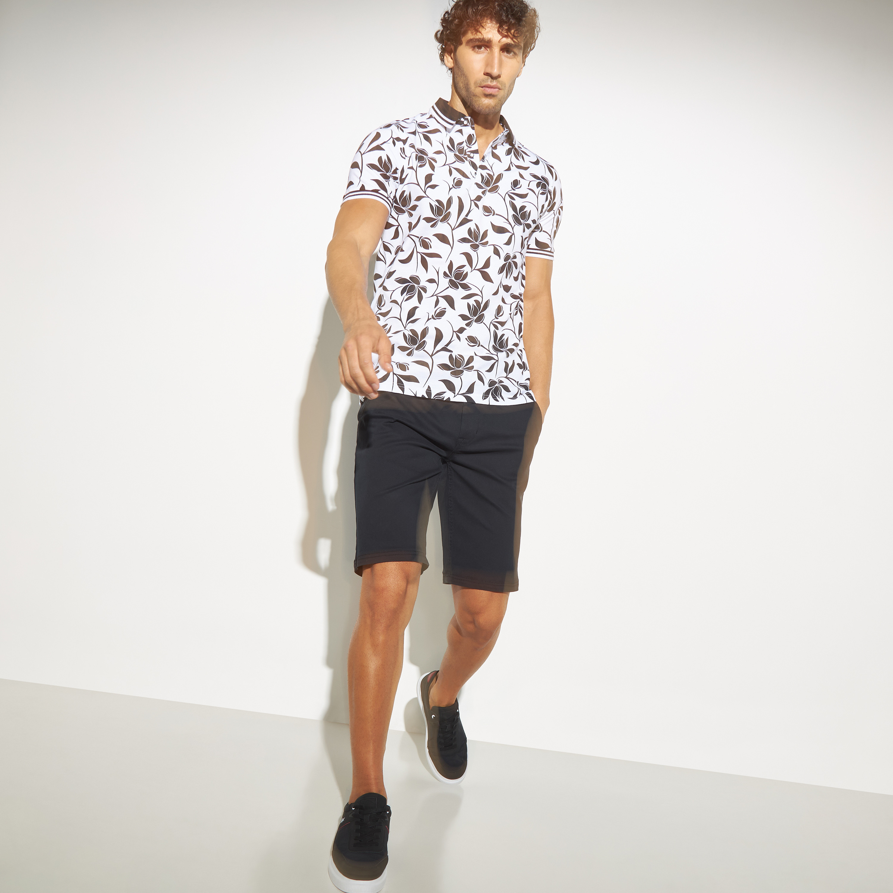 Buy All Over Floral Print Polo T shirt with Short Sleeves Splash UAE