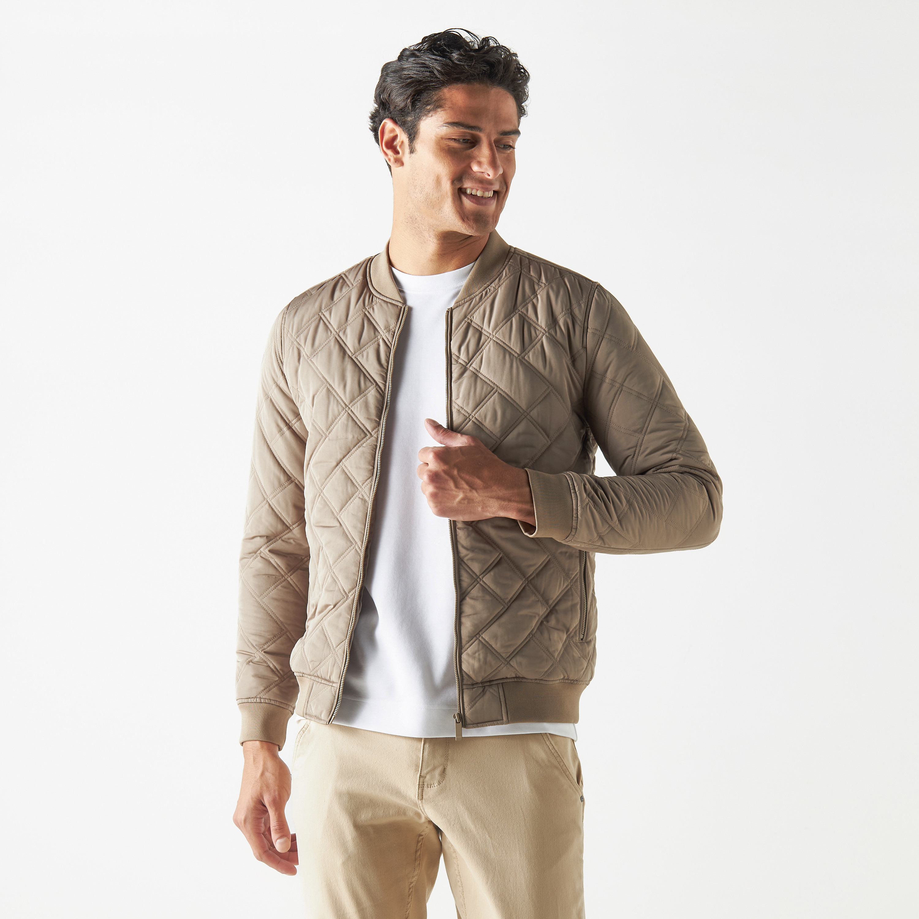 Mens quilted store bomber jacket