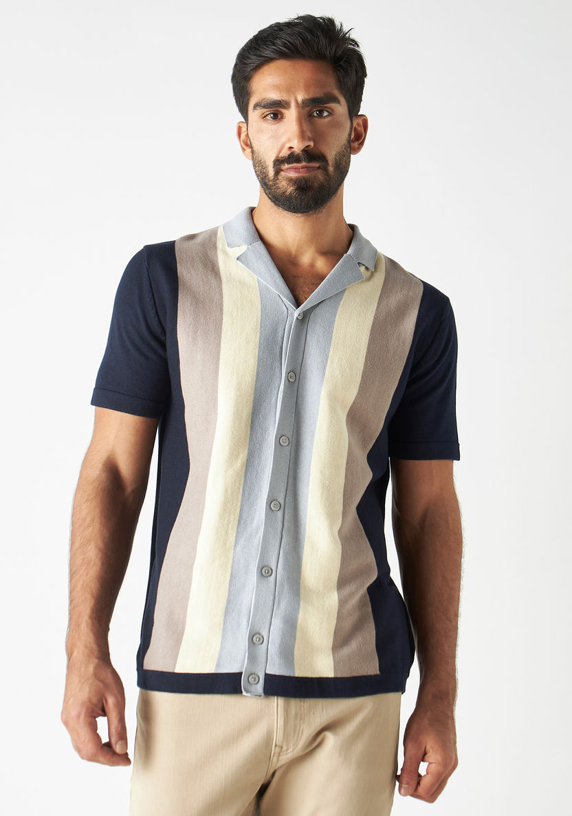 Buy Stripes Shirt with Camp Collar and Short Sleeves | Splash UAE