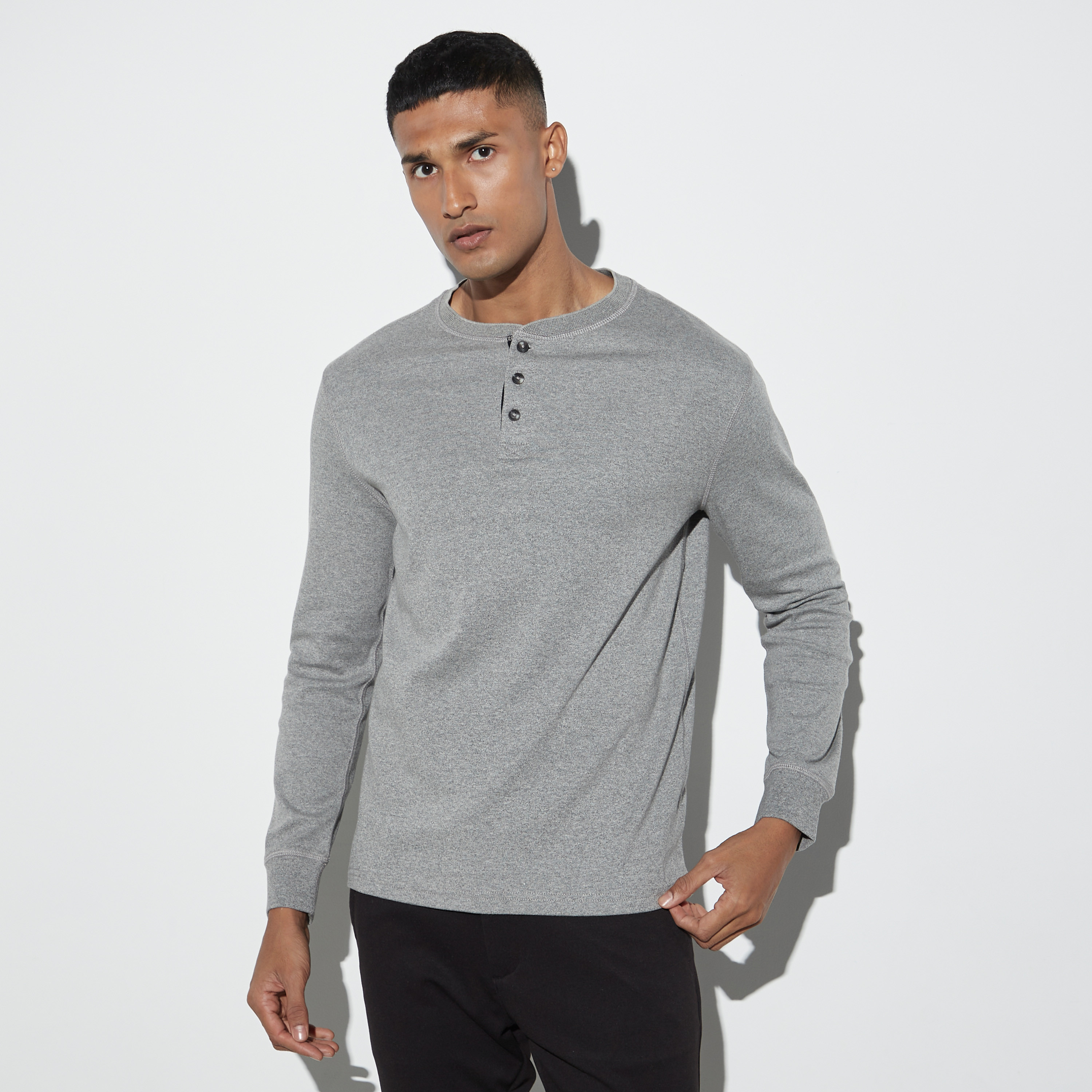 Sweatshirt henley clearance