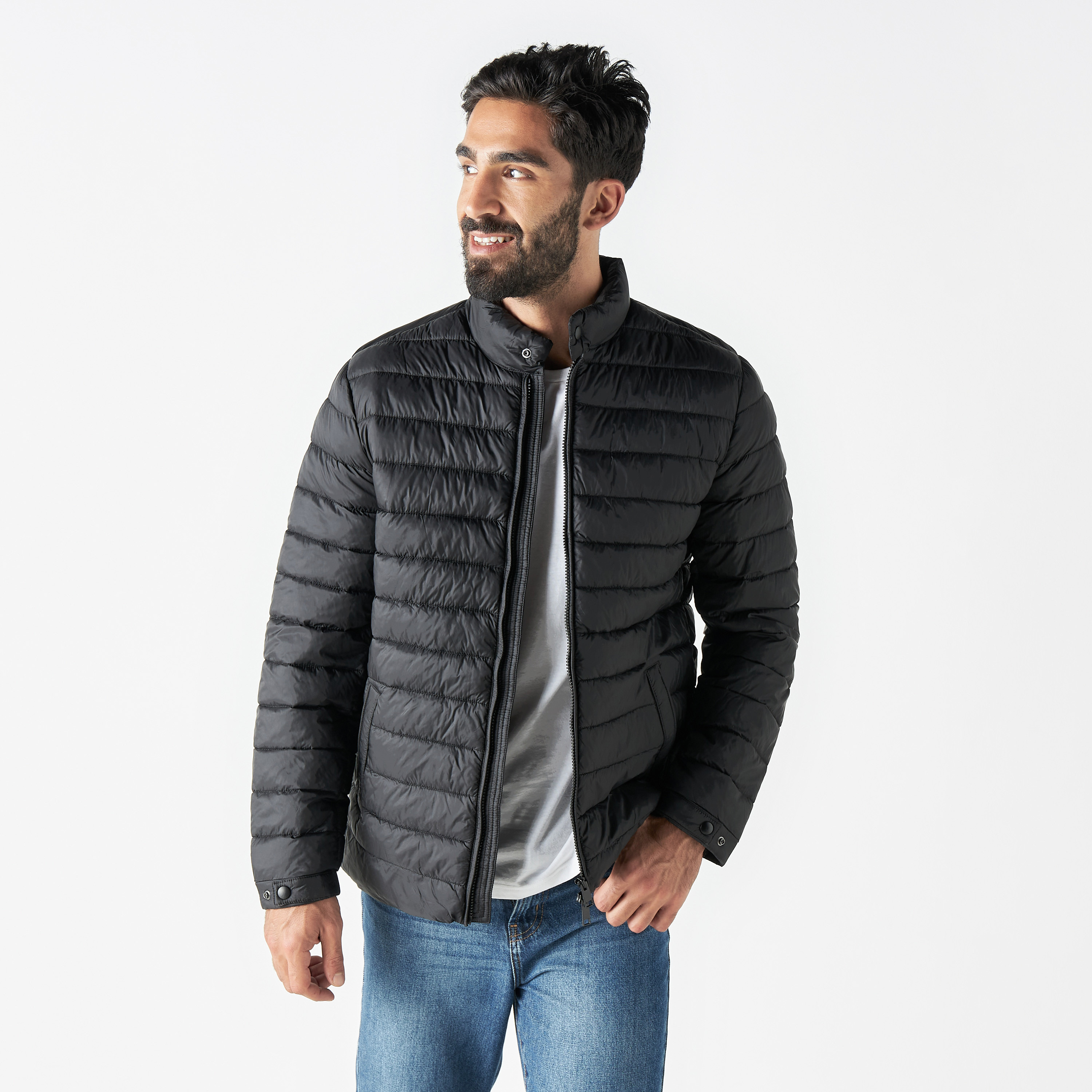 Quilted zip sales through jacket