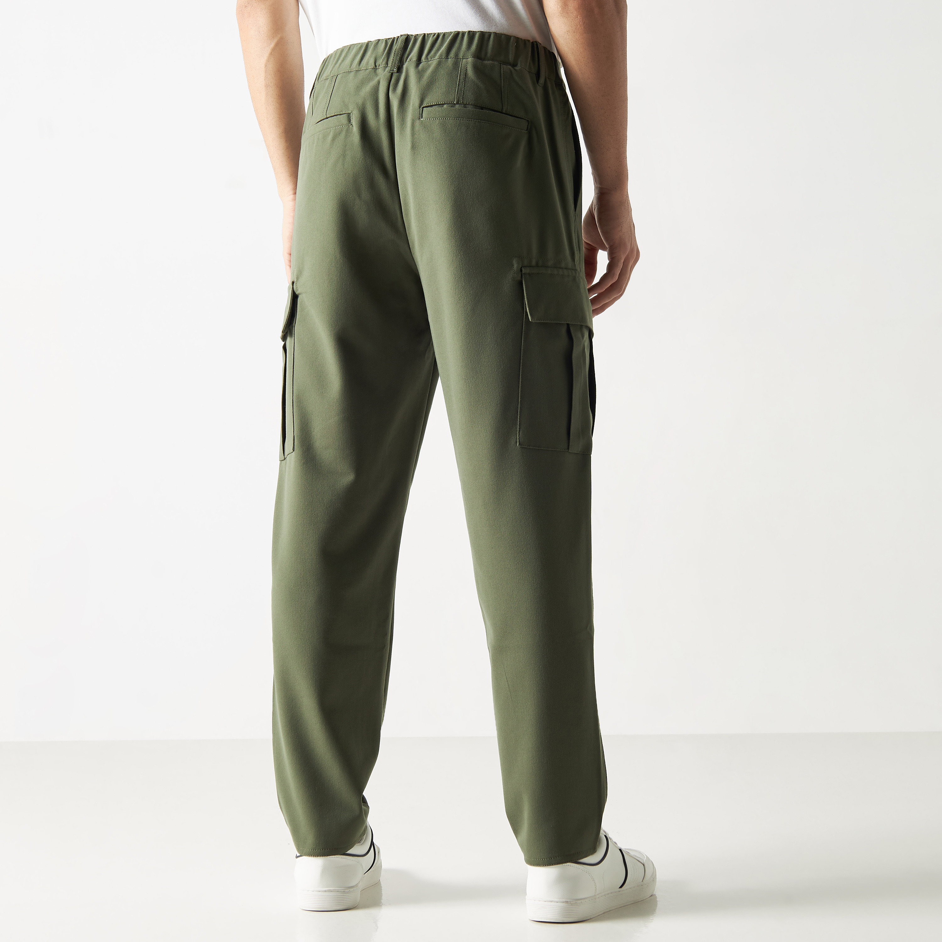 Iconic Regular Fit Solid Cargo Pants-men-clothing-bottoms-trousersandchinos-trousers-image-3