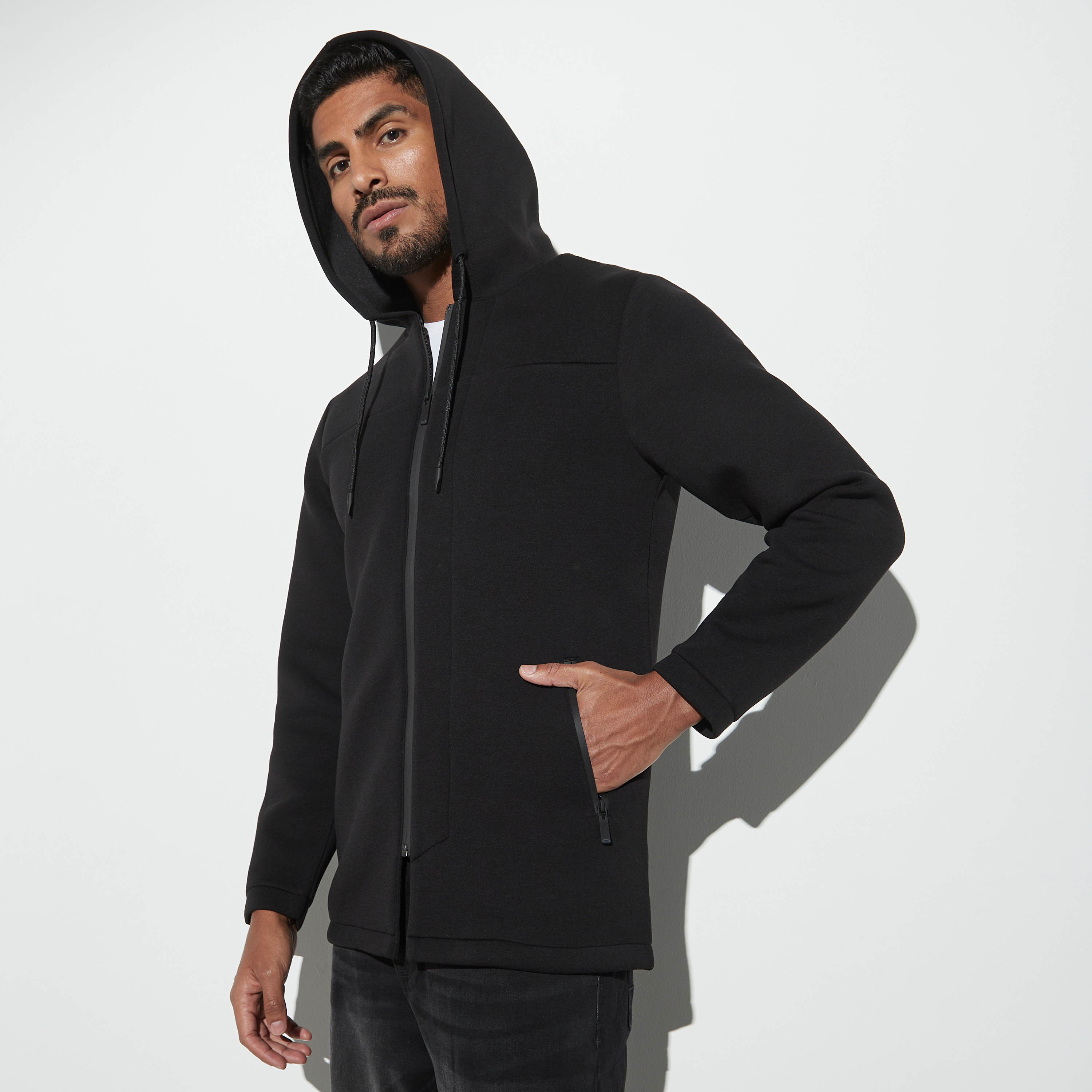 Buy Men s Iconic Panel Detail Zip Through Hoodie with Long Sleeves and Pockets Online Centrepoint UAE