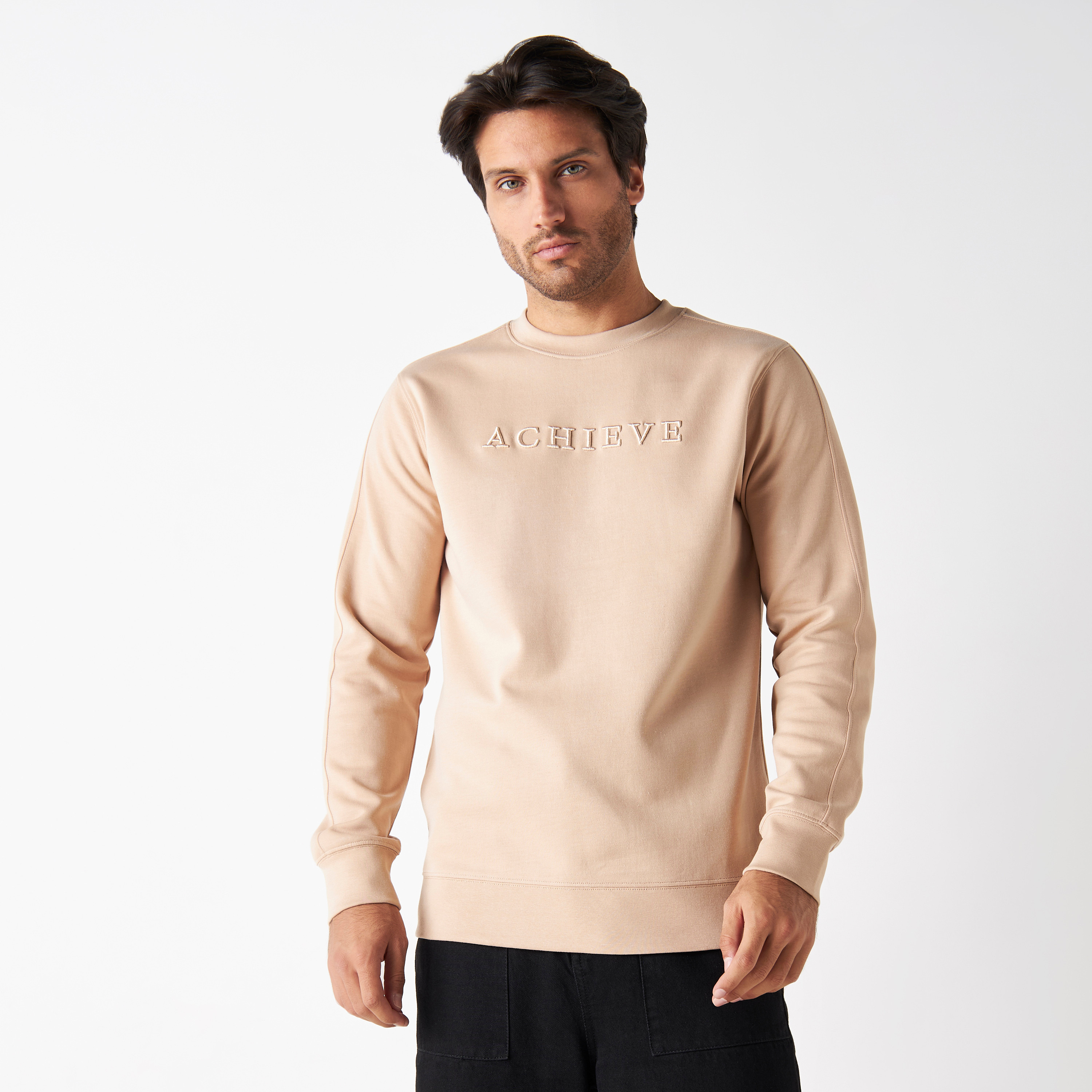 Embroidered crew hot sale neck sweatshirts