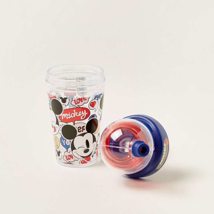 Disney Mickey Mouse Print Tumbler with Loop Straw - 420 ml