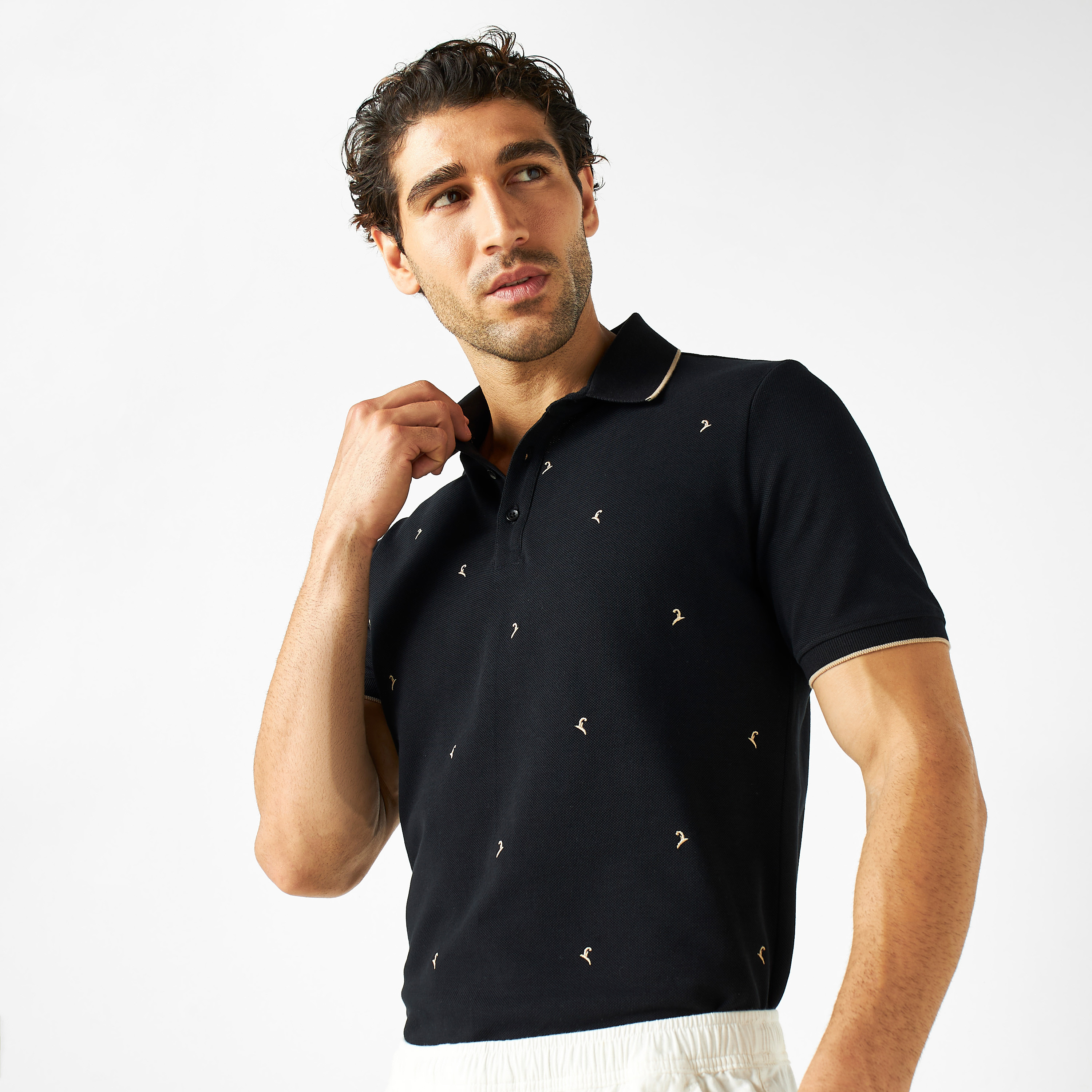 Embroidered Polo T shirt with Short Sleeves