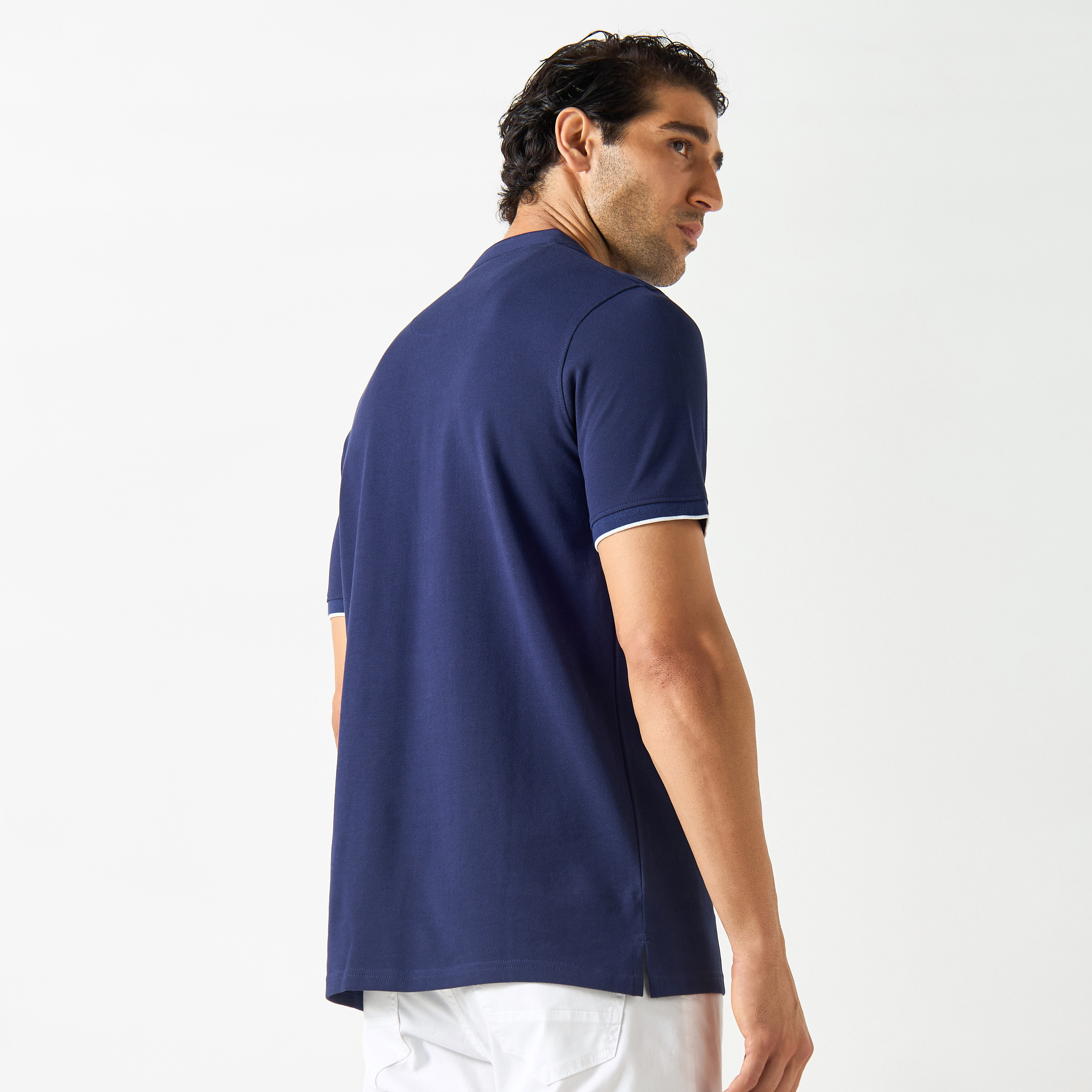 Polo T-shirt with Mandarin Collar and Short Sleeves-men-clothing-tshirtsandpolos-polos-image-3