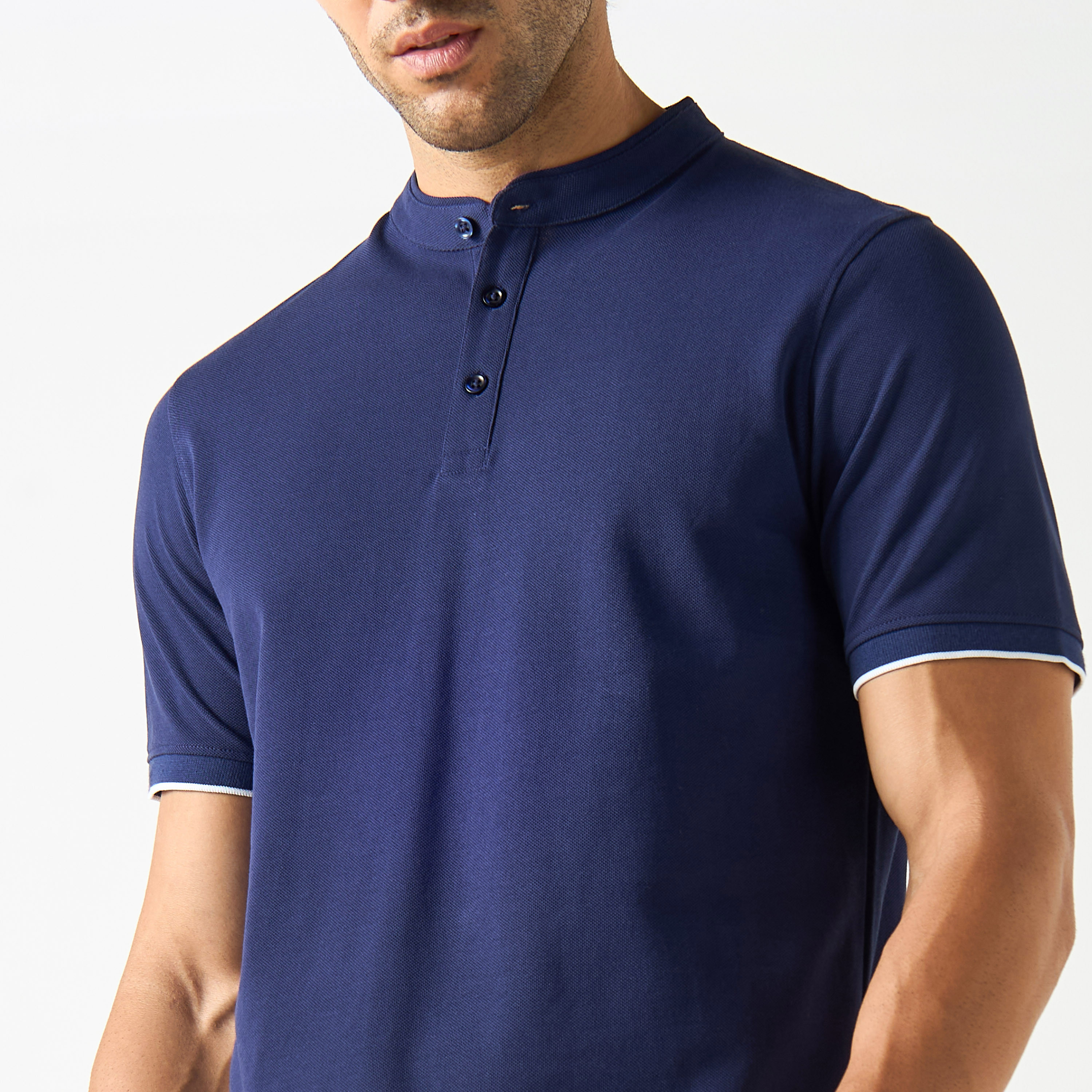 Polo T-shirt with Mandarin Collar and Short Sleeves-men-clothing-tshirtsandpolos-polos-image-4