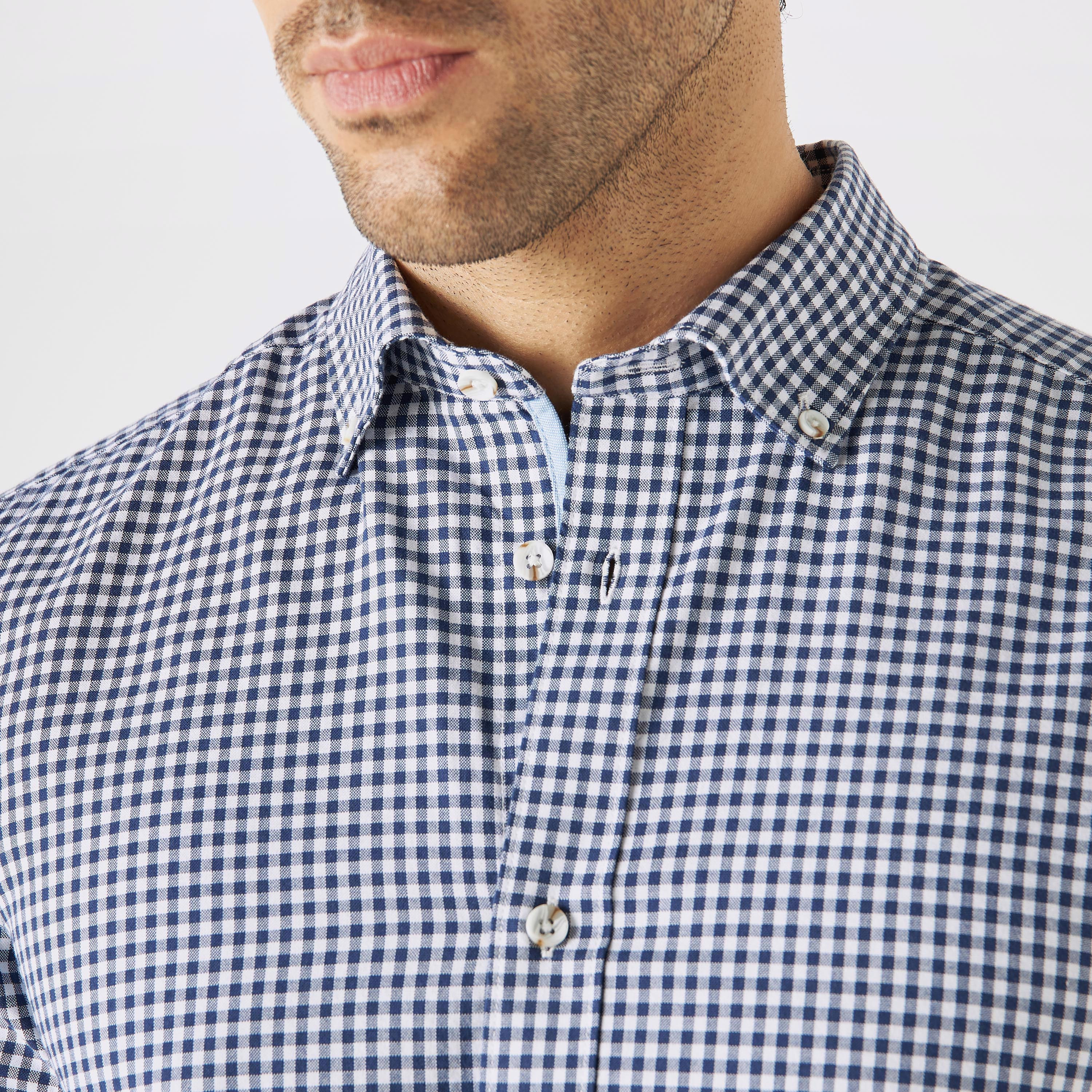 Slim Fit Checked Shirt with Button Down Collar and Long Sleeves-men-clothing-shirts-image-9