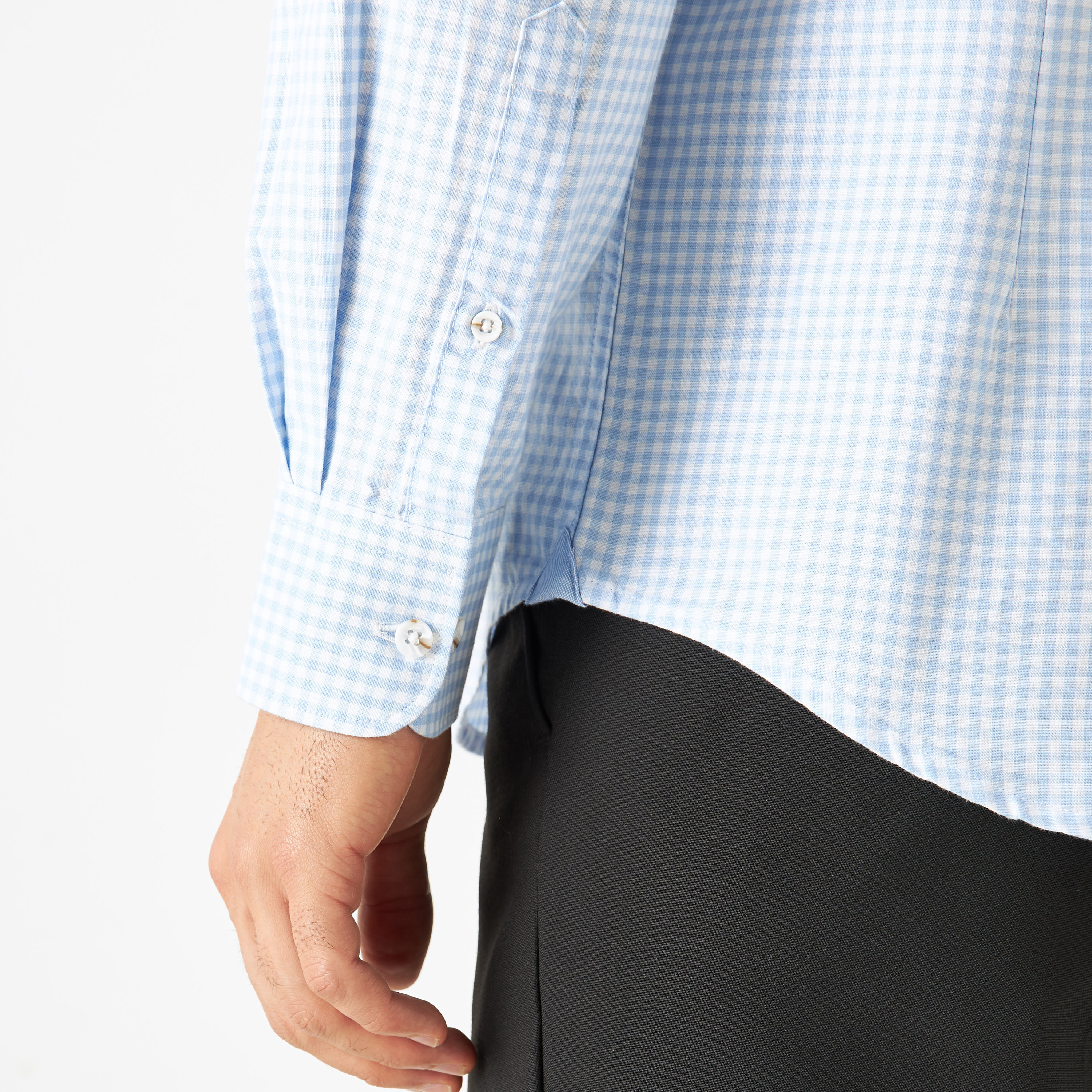 Slim Fit Checked Shirt with Button Down Collar and Long Sleeves-men-clothing-shirts-image-5
