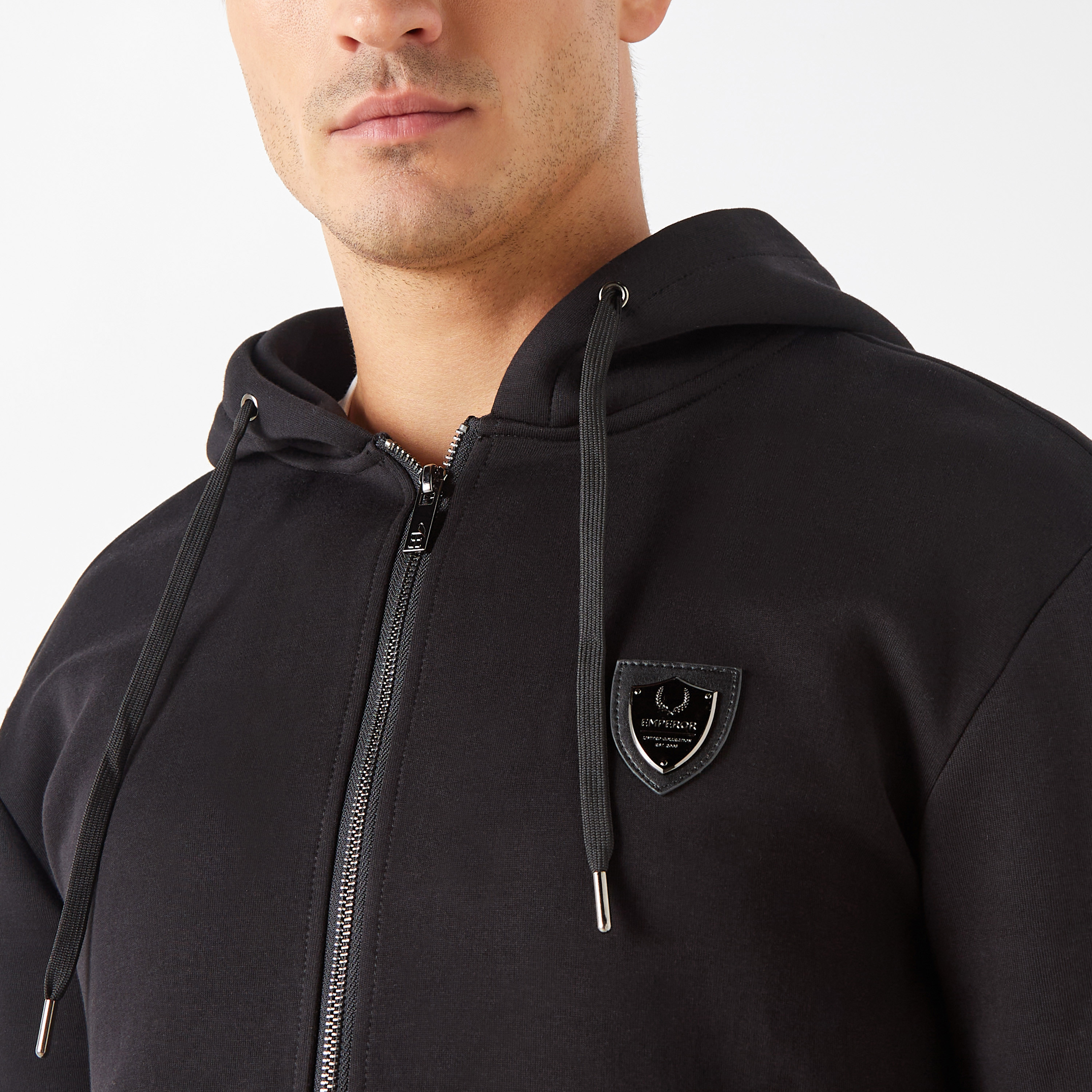Shop Emperor Solid Hoodie with Zip Closure Online | Splash UAE