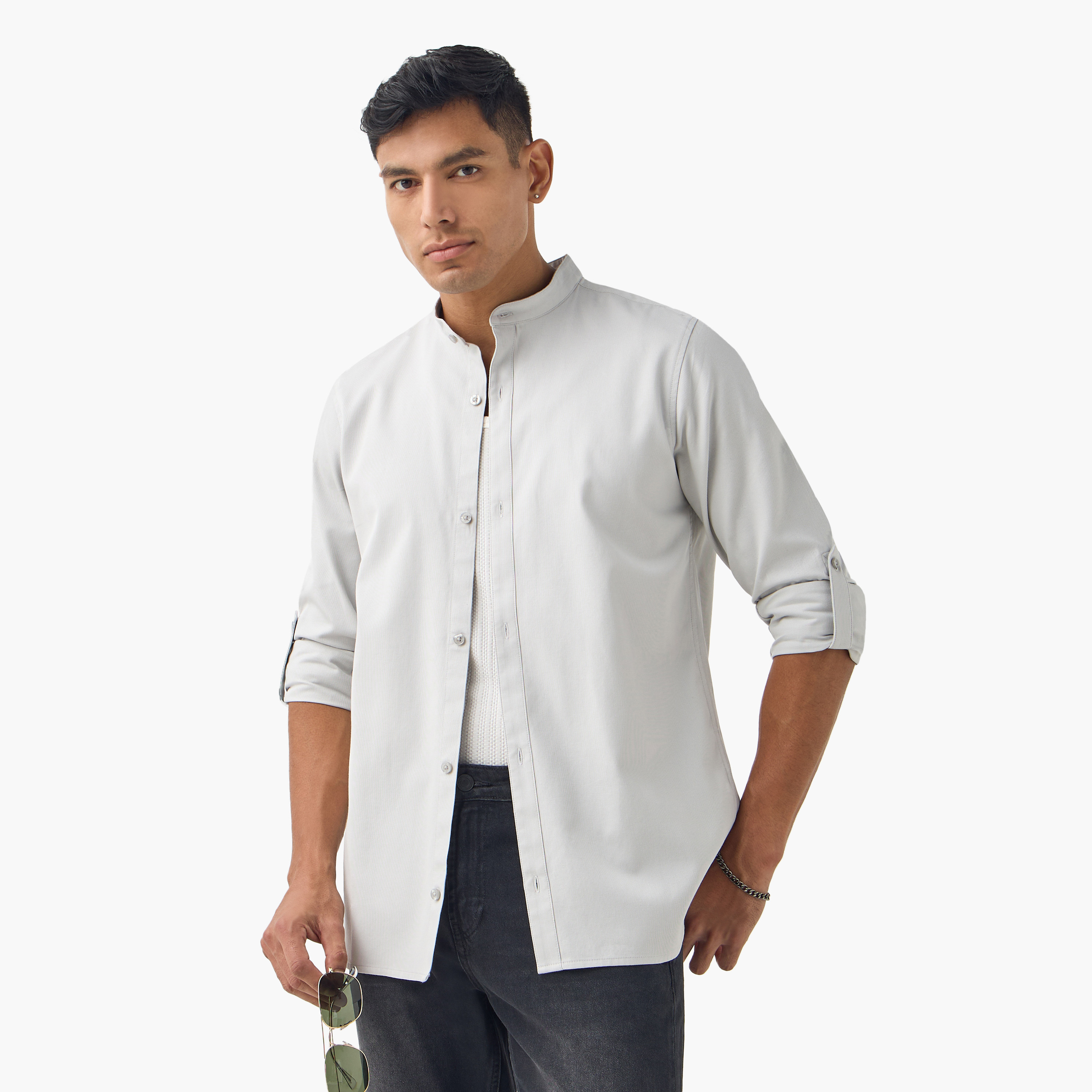 قميص بقصة عادية وياقة وأكمام طويلة-men-clothing-shirts-image-6
