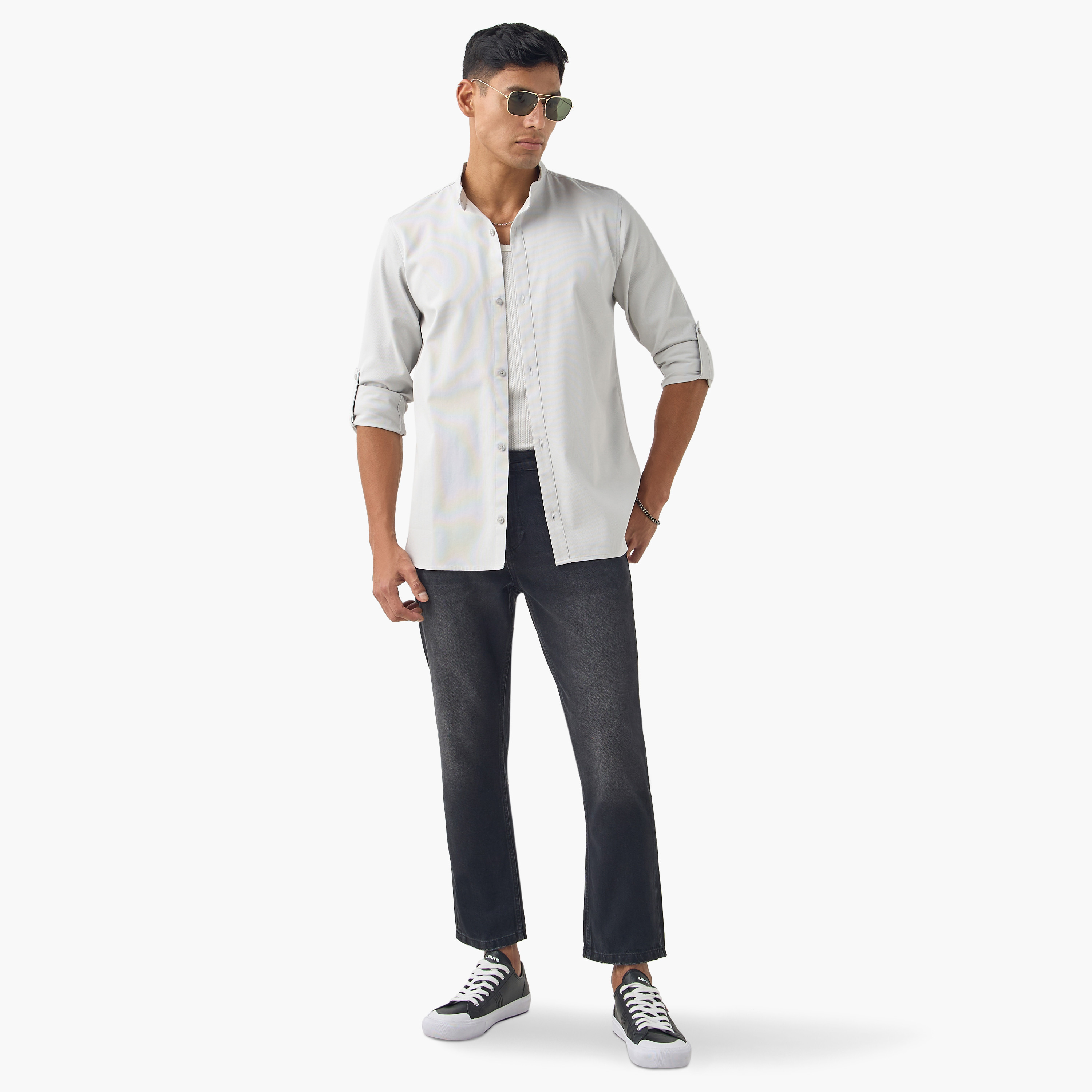 قميص بقصة عادية وياقة وأكمام طويلة-men-clothing-shirts-image-7