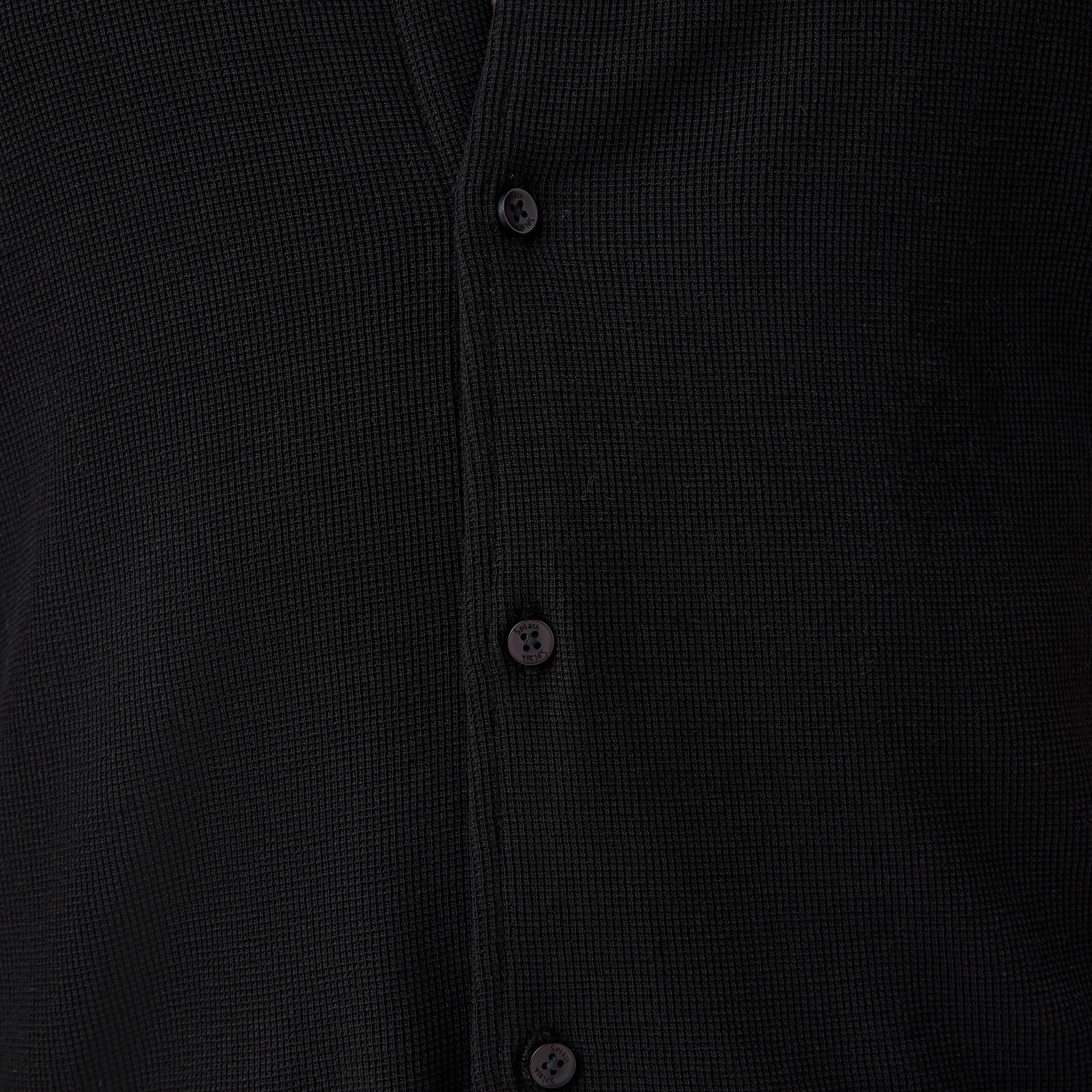 Slim Fit Textured Shirt with Collar and Short Sleeves-men-clothing-shirts-image-26
