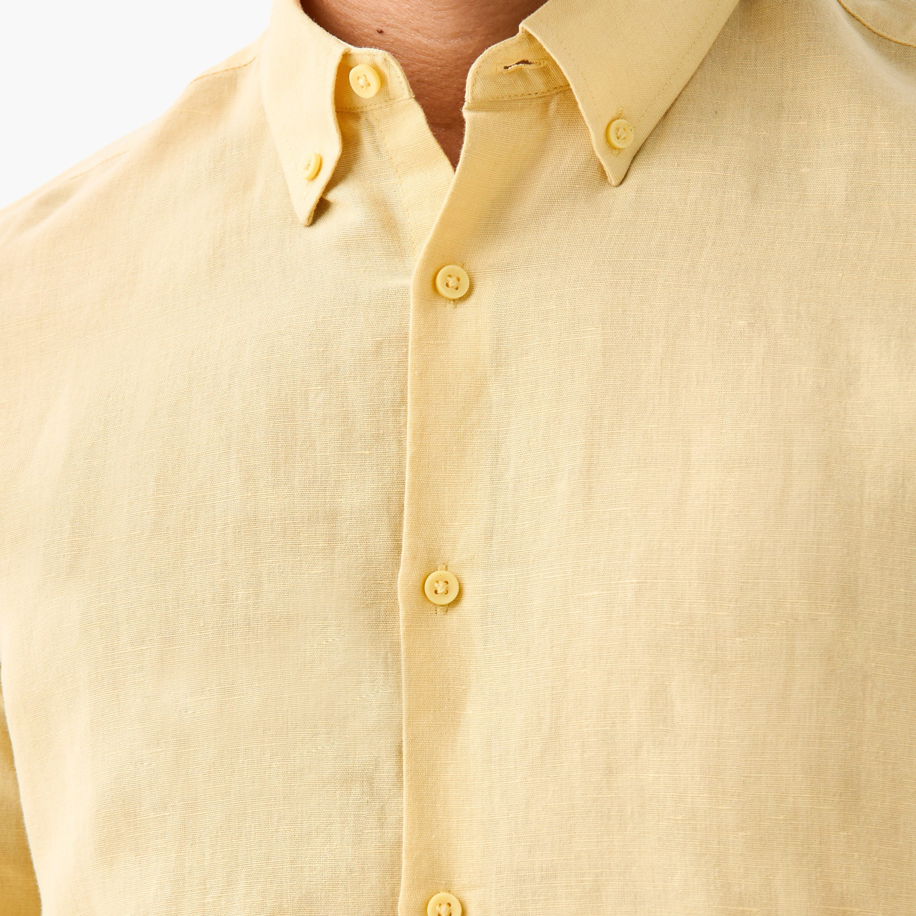 Linen Blend Shirt with Long Sleeves and Button Closure-men-clothing-shirts-image-5