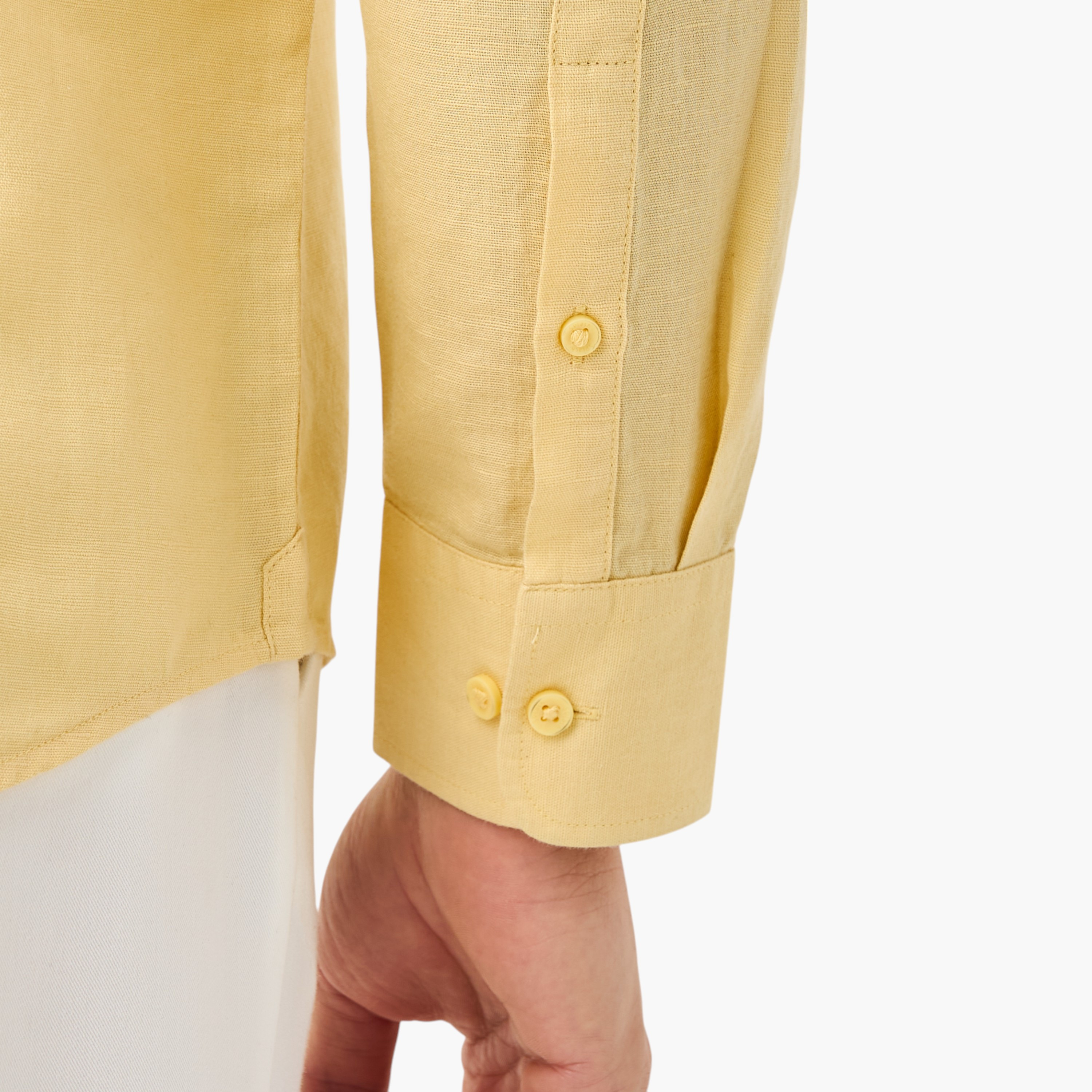 Linen Blend Shirt with Long Sleeves and Button Closure-men-clothing-shirts-image-6
