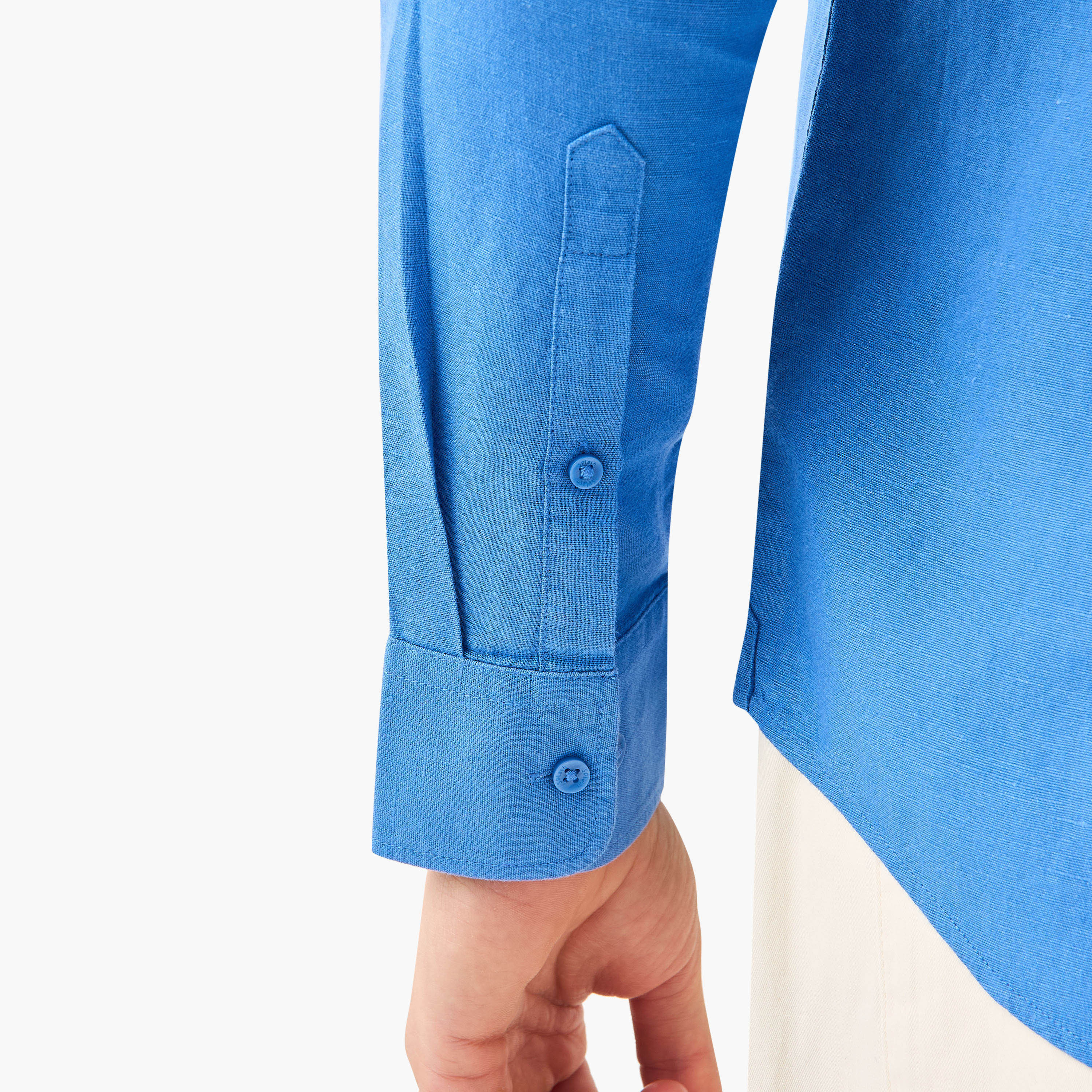 Linen Blend Shirt with Long Sleeves and Button Closure-men-clothing-shirts-image-11