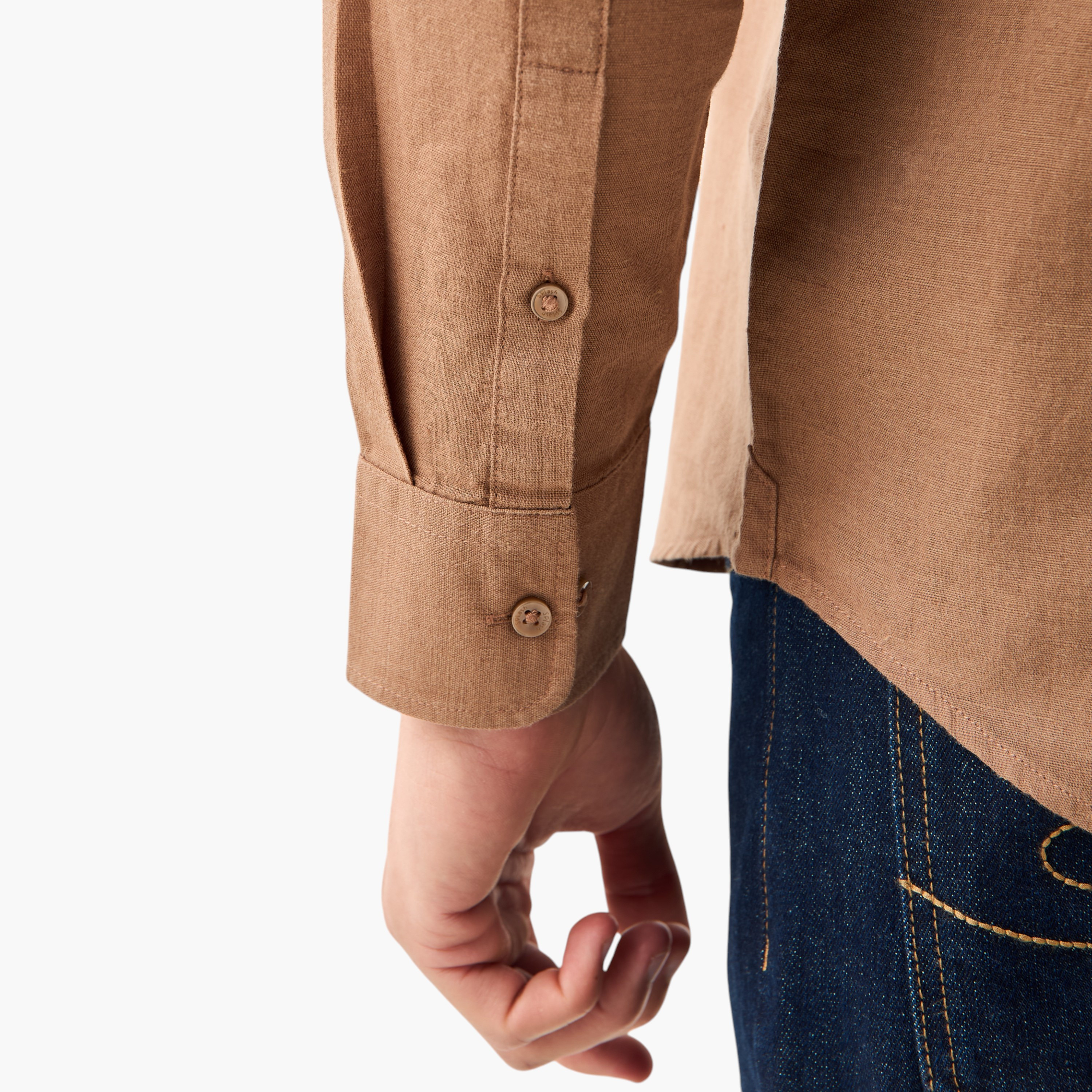 Linen Blend Shirt with Long Sleeves and Button Closure-men-clothing-shirts-image-31