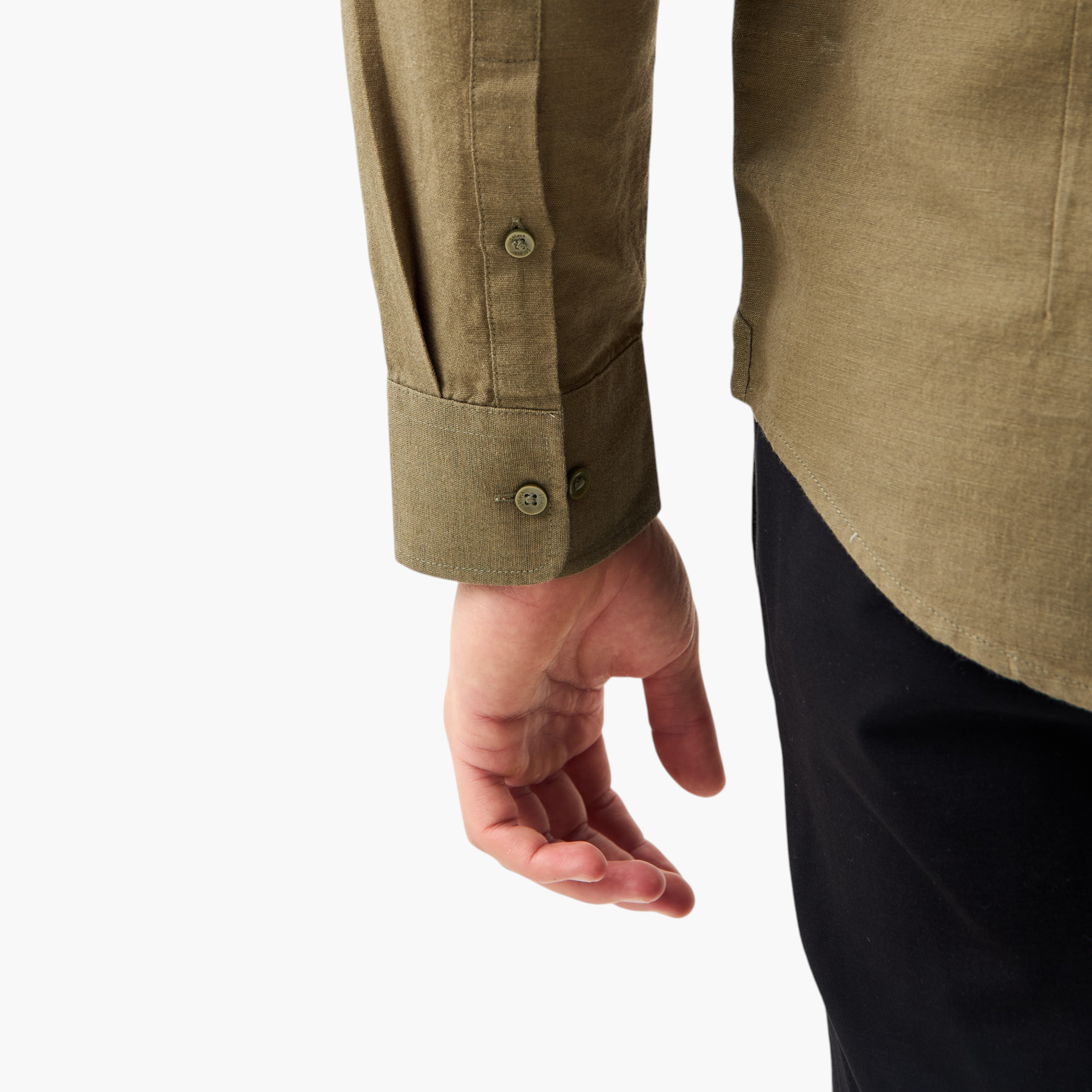 Linen Blend Shirt with Long Sleeves and Button Closure-men-clothing-shirts-image-20