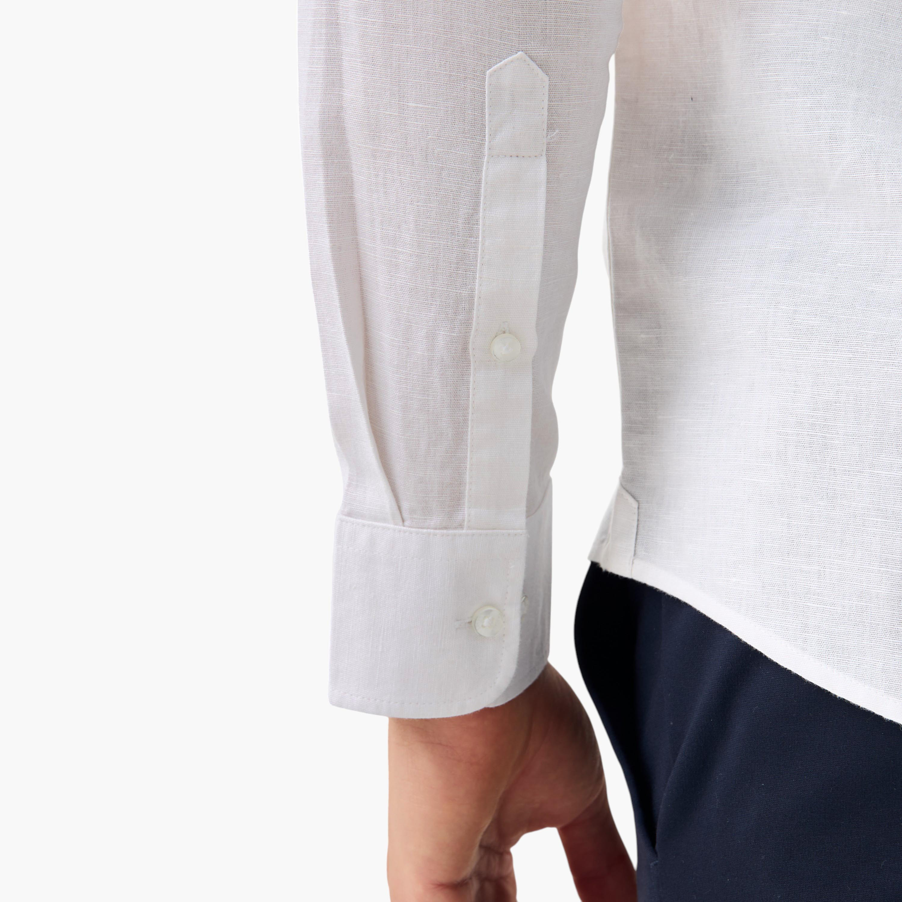 Linen Blend Shirt with Long Sleeves and Button Closure-men-clothing-shirts-image-25