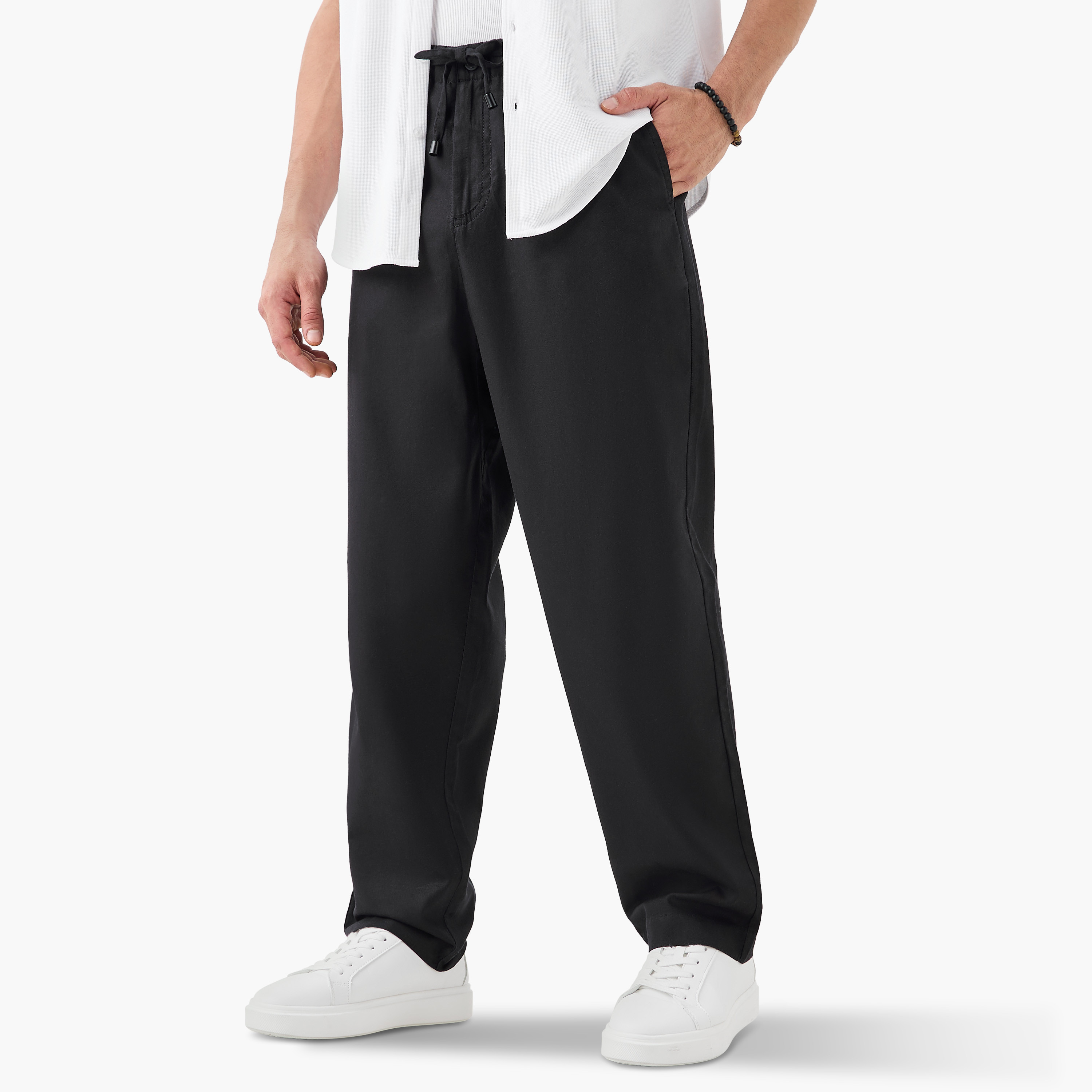 بنطلون بخصر مرن ورباط إغلاق وجيوب-men-clothing-bottoms-trousersandchinos-trousers-image-11