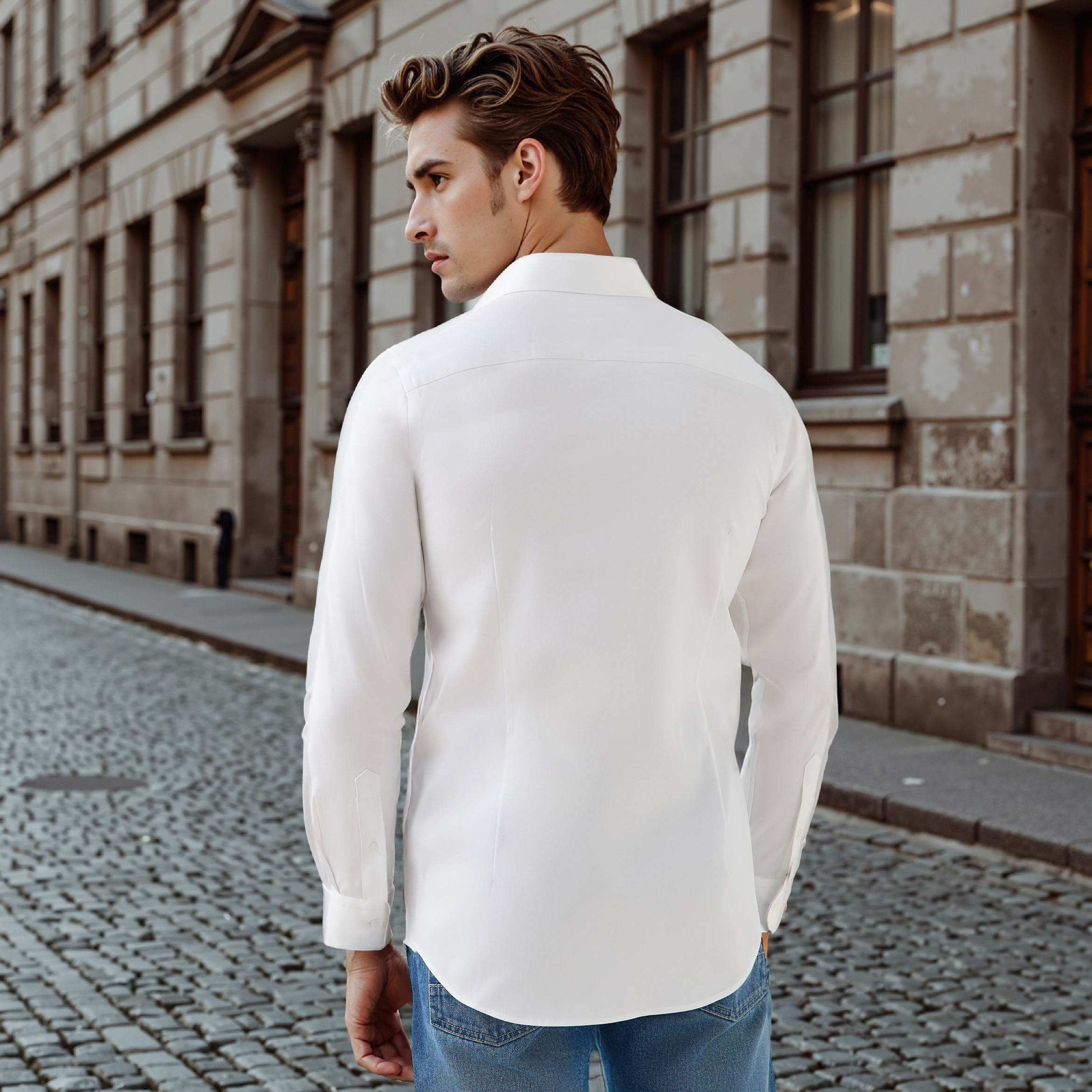 قميص بقصّة عادية وأكمام طويلة وتفاصيل الشعار من إمبيرور-men-clothing-shirts-image-13