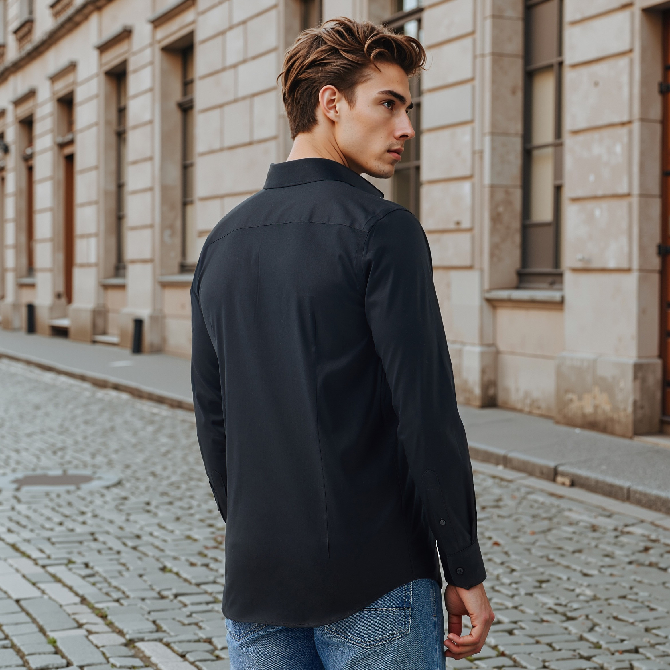 قميص بقصّة عادية وأكمام طويلة وتفاصيل الشعار من إمبيرور-men-clothing-shirts-image-7