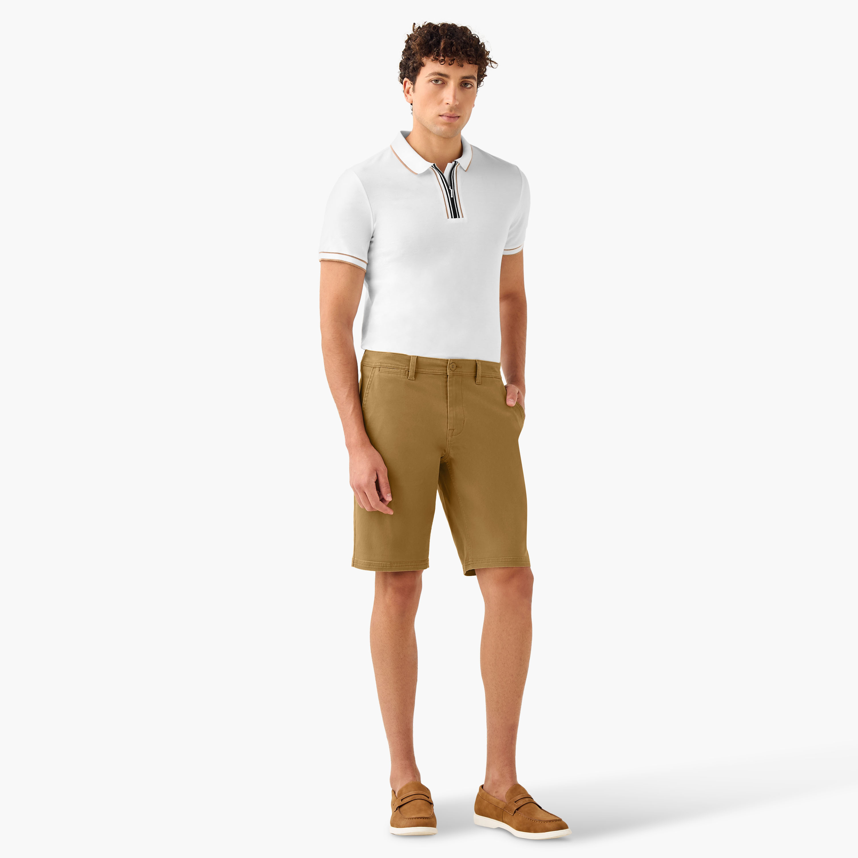 Regular Fit Mid-Rise Shorts with Button Closure and Pockets-men-clothing-bottoms-shorts-image-2