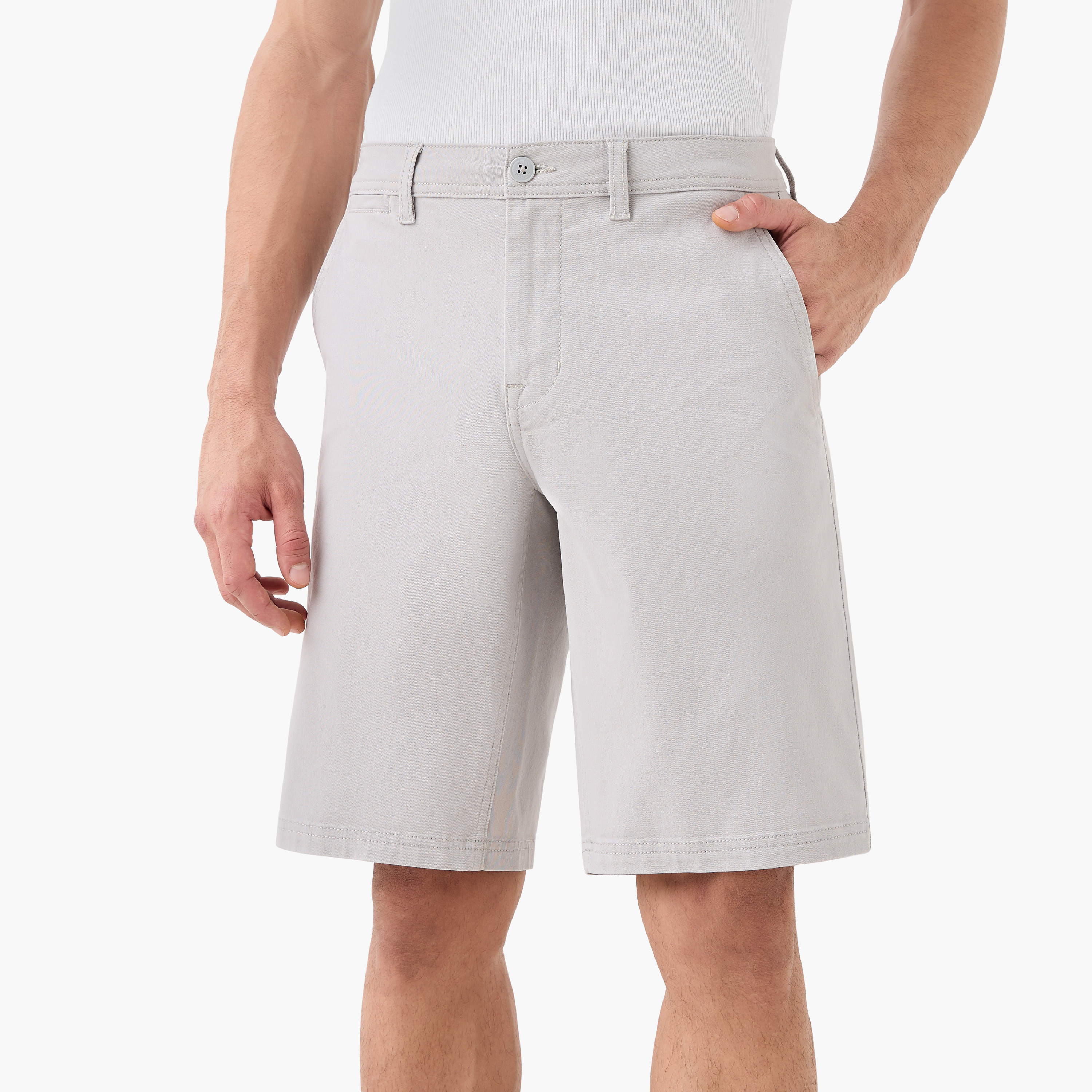 Regular Fit Mid-Rise Shorts with Button Closure and Pockets-men-clothing-bottoms-shorts-image-1