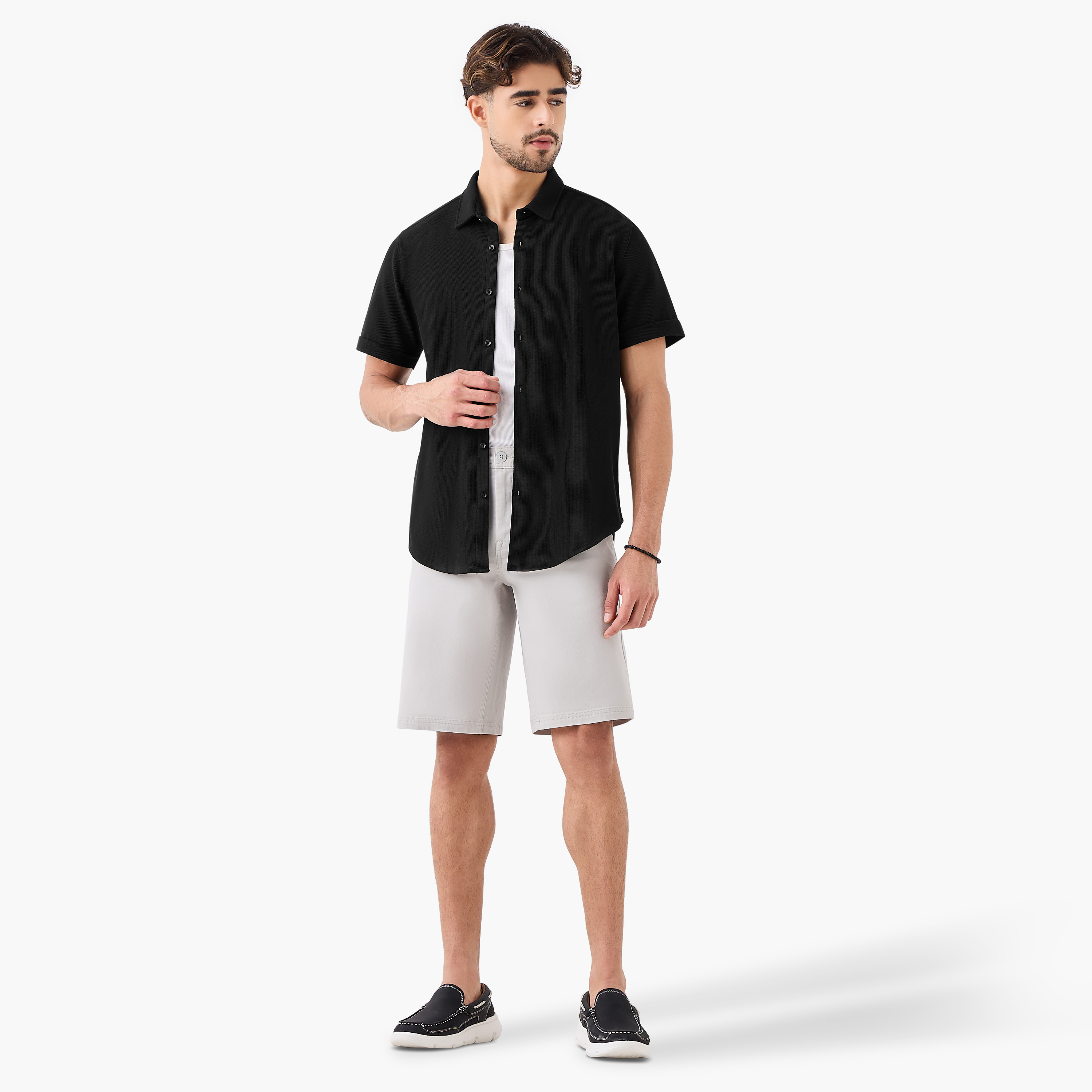 Regular Fit Mid-Rise Shorts with Button Closure and Pockets-men-clothing-bottoms-shorts-image-2