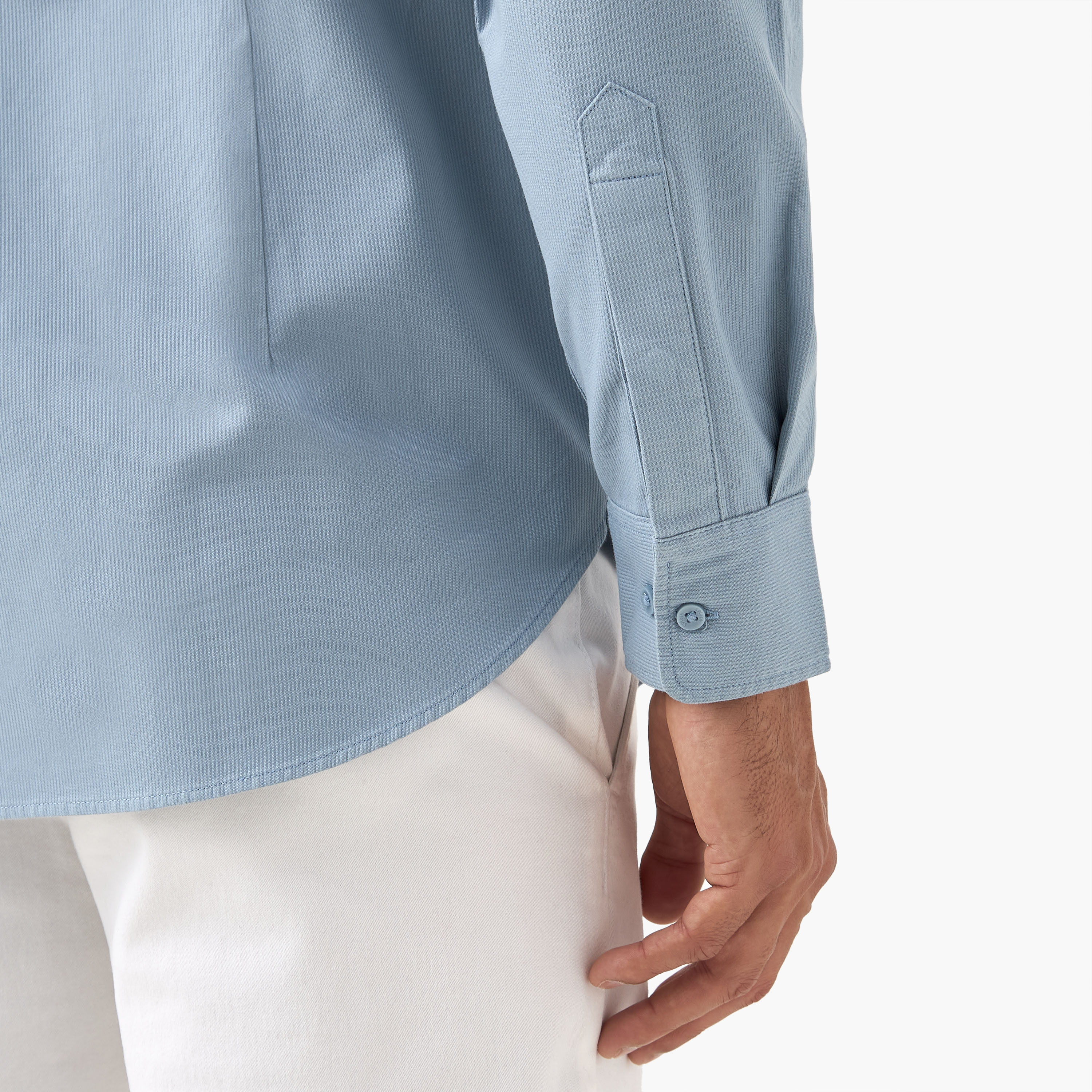 Regular Fit Mandarin Collar Shirt with Long Sleeves-men-clothing-shirts-image-4