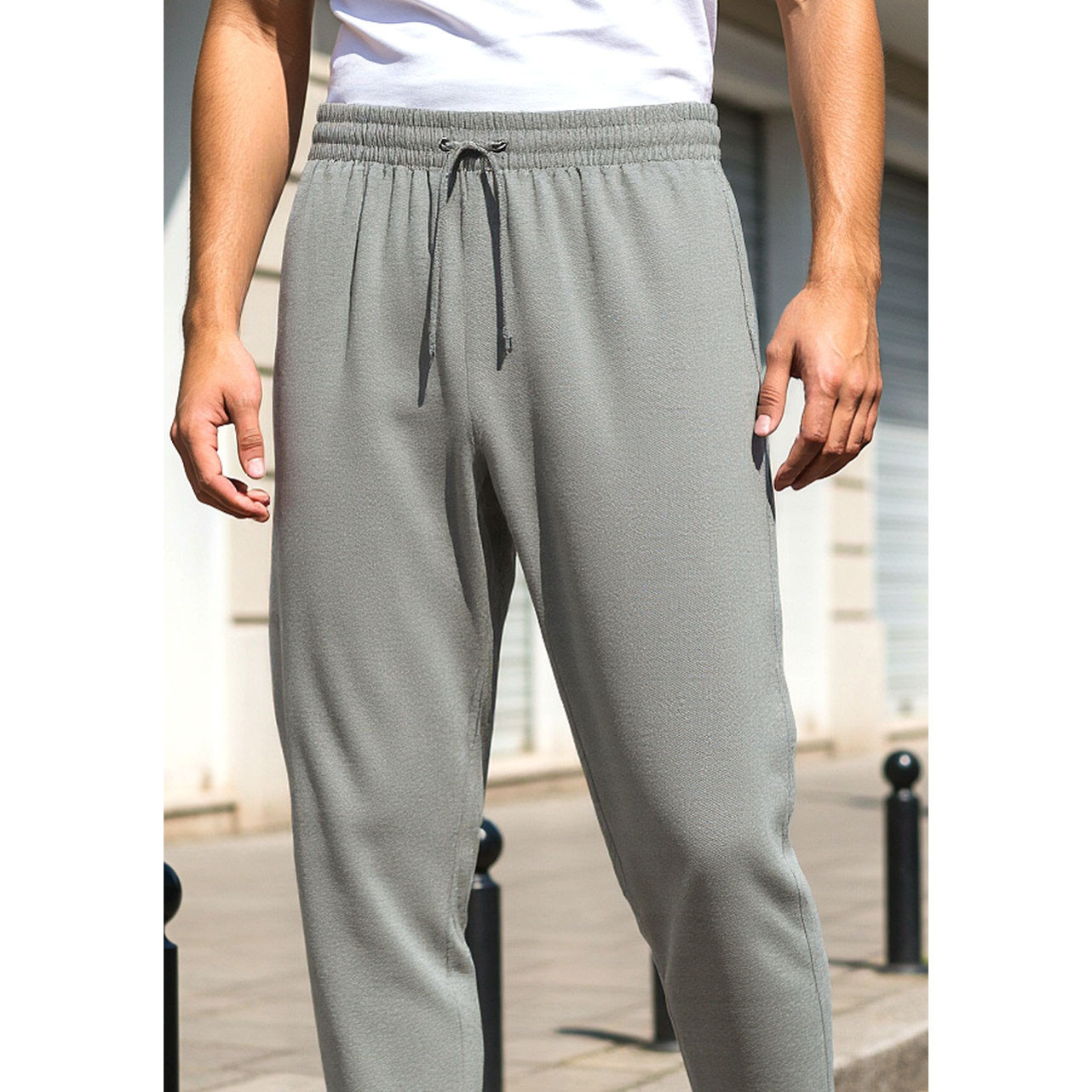 Slim Fit Pique Flexi Waist Pants with Pockets-men-clothing-bottoms-joggers-image-4