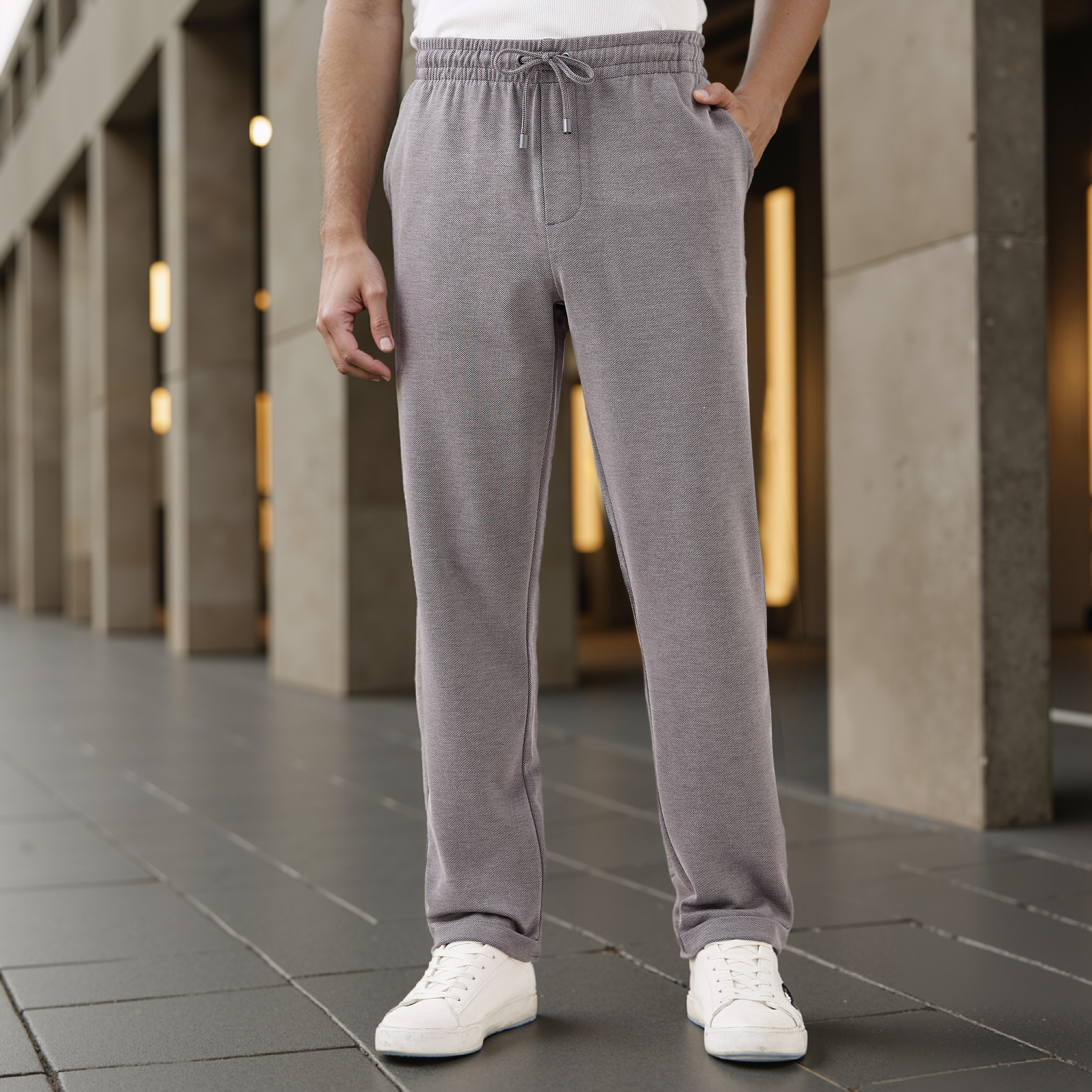 Slim Fit Pique Flexi Waist Pants with Pockets-men-clothing-bottoms-joggers-image-1