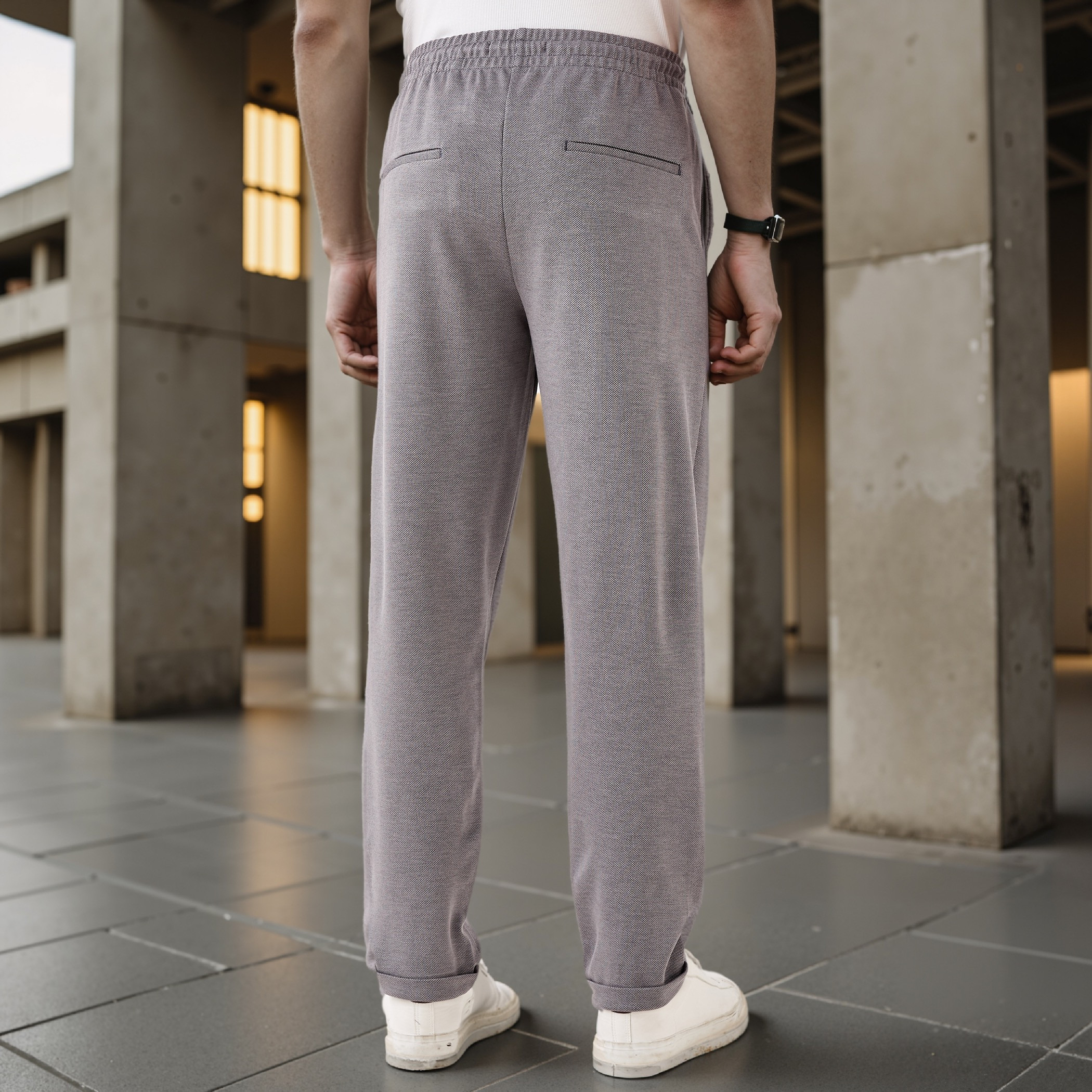 Slim Fit Pique Flexi Waist Pants with Pockets-men-clothing-bottoms-joggers-image-3