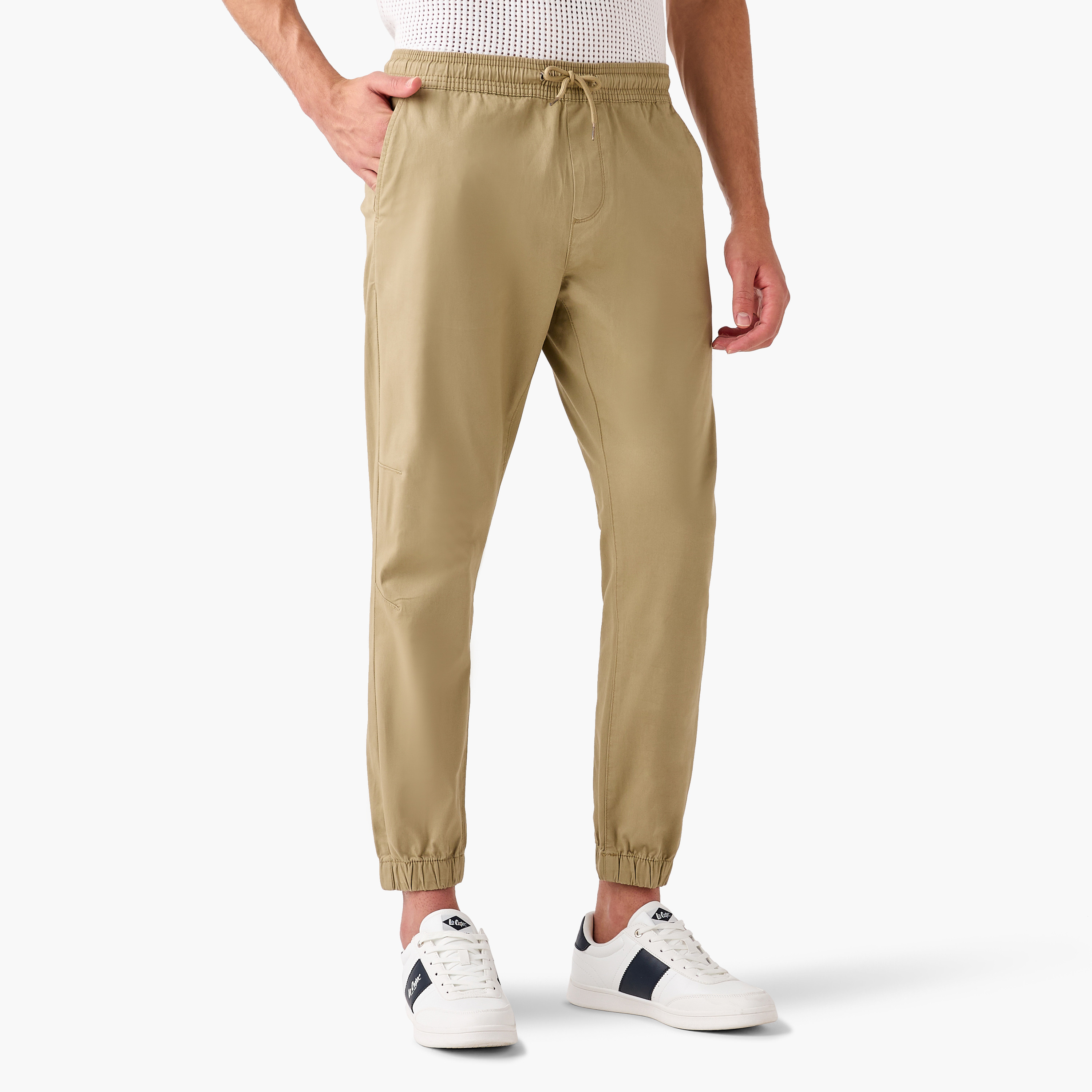 Slim Fit Flexi Waist Joggers with Pockets-men-clothing-bottoms-joggers-image-1