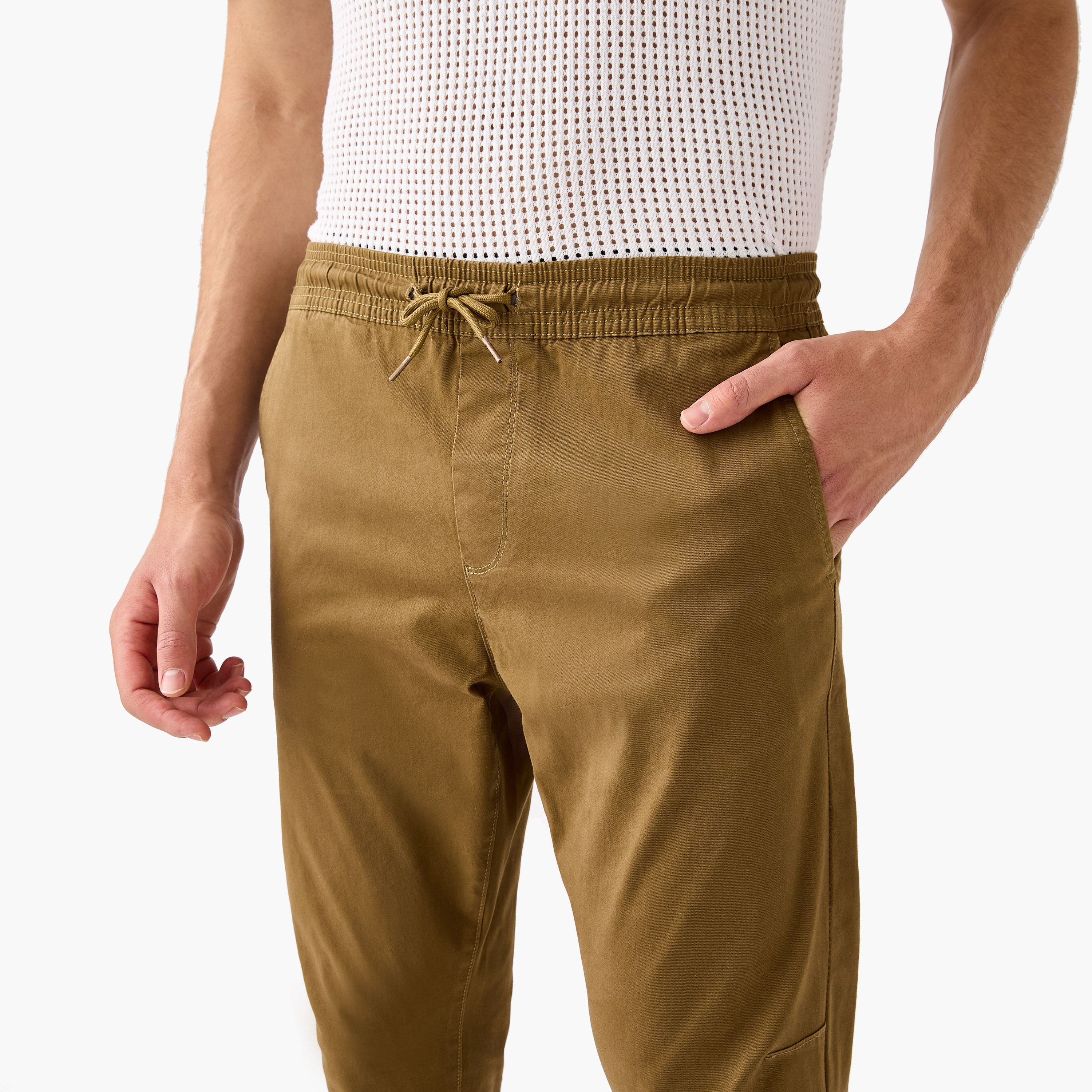 Slim Fit Flexi Waist Joggers with Pockets-men-clothing-bottoms-joggers-image-4