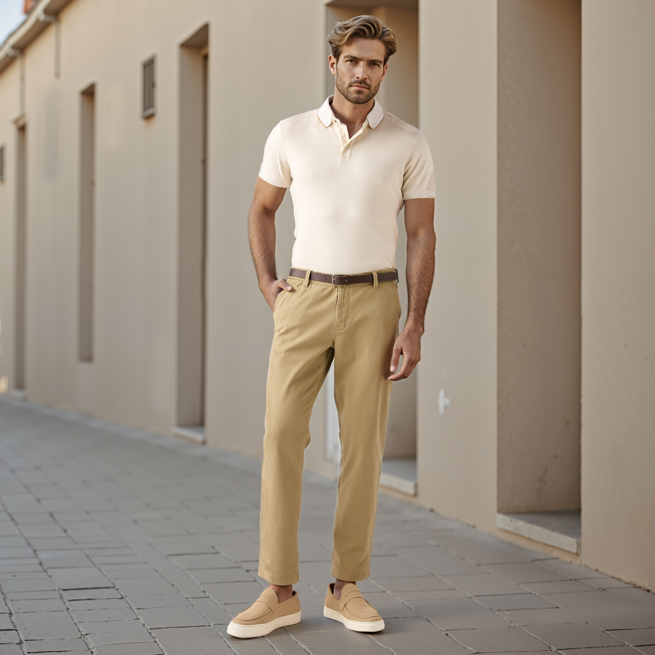 بنطلون تشينو بقصة سليم وحزام وجيوب-men-clothing-bottoms-trousersandchinos-chinos-image-4