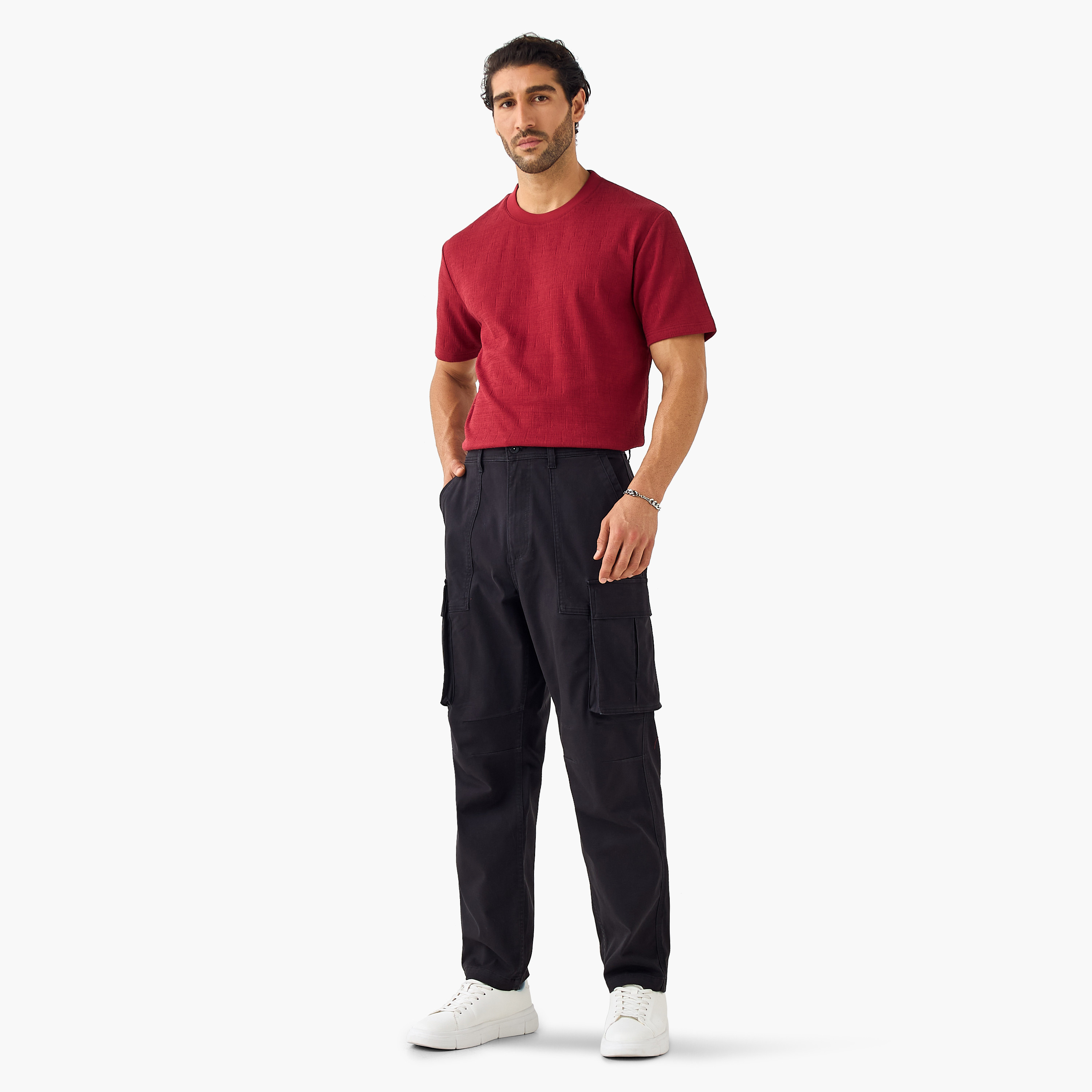 Regular Fit Twill Cargo Pants with Pockets-men-clothing-bottoms-trousersandchinos-trousers-image-2