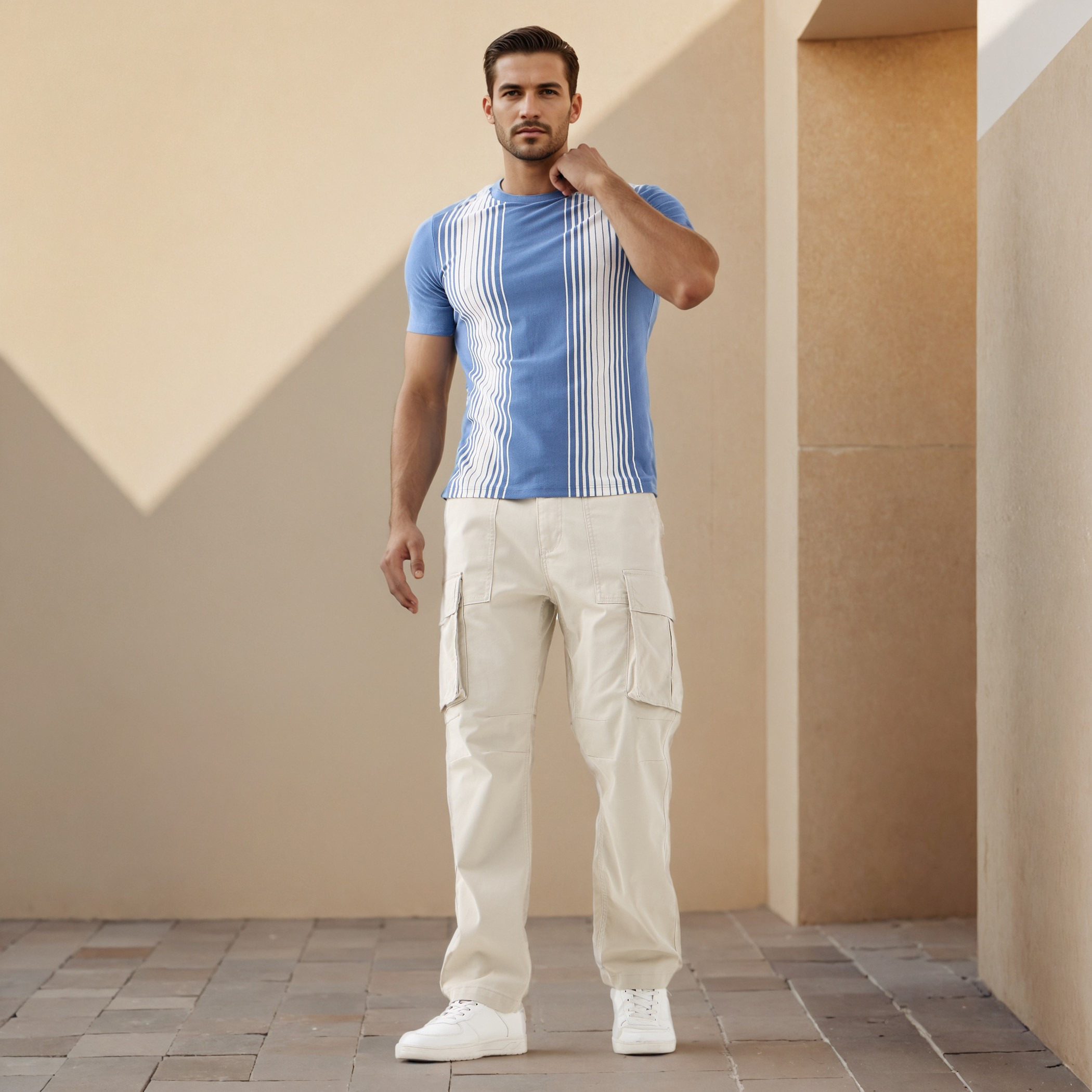 Regular Fit Twill Cargo Pants with Pockets-men-clothing-bottoms-trousersandchinos-trousers-image-2