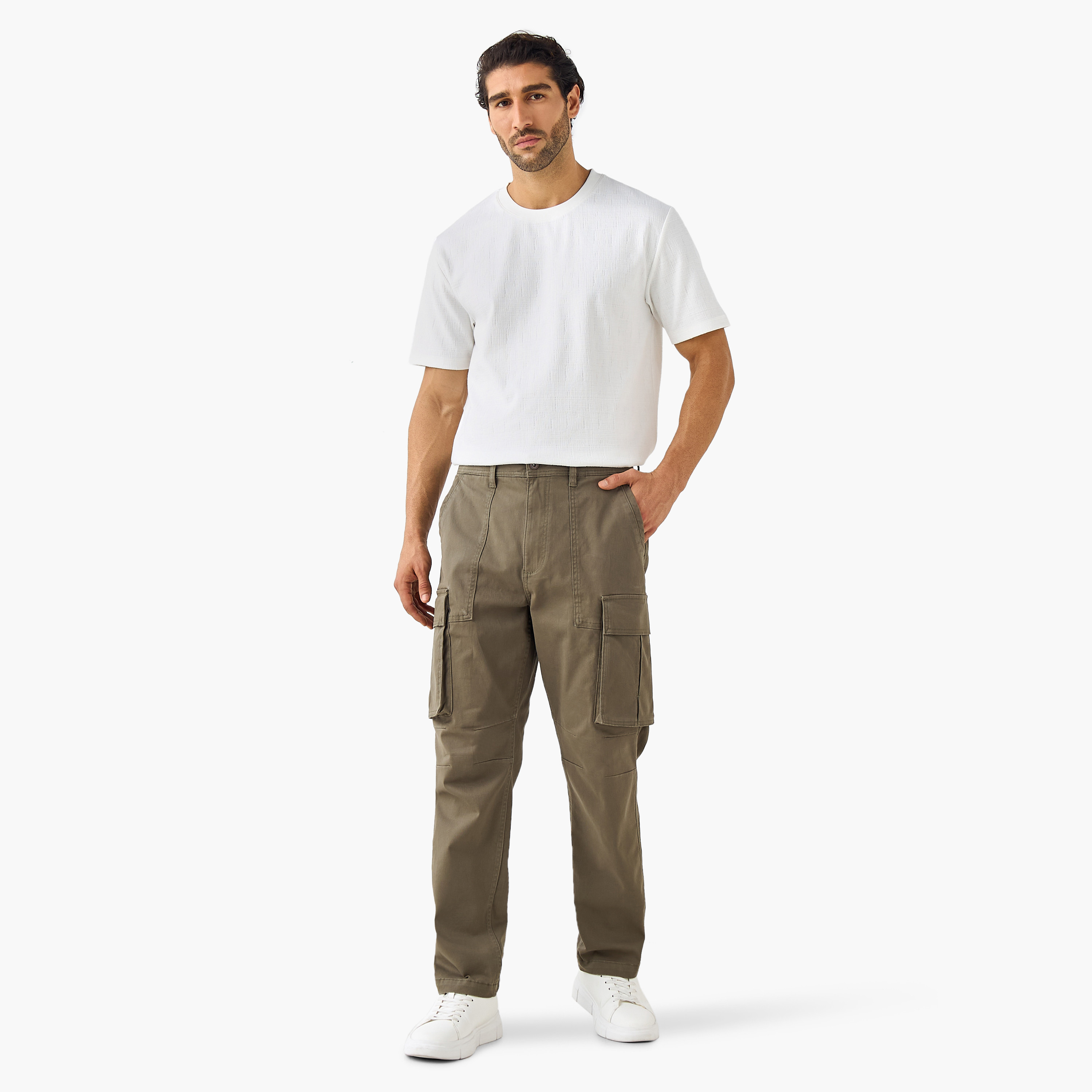Regular Fit Twill Cargo Pants with Pockets-men-clothing-bottoms-trousersandchinos-trousers-image-2