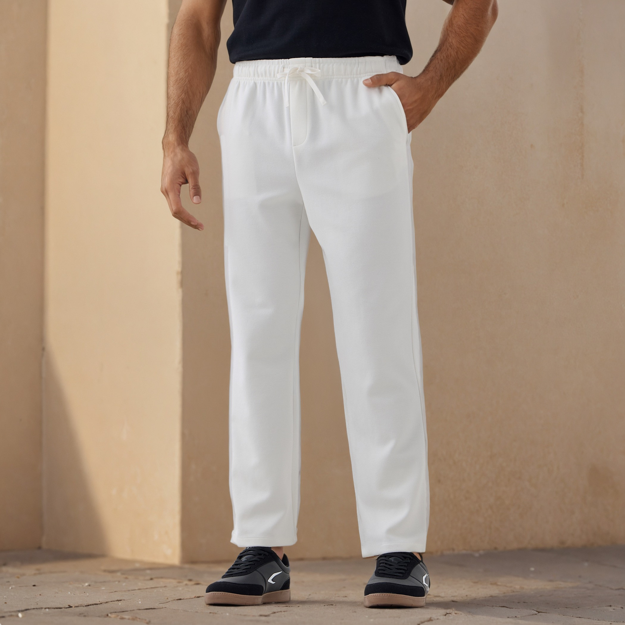 Regular Fit Flexi Waist Pants with Pockets-men-clothing-bottoms-trousersandchinos-trousers-image-1