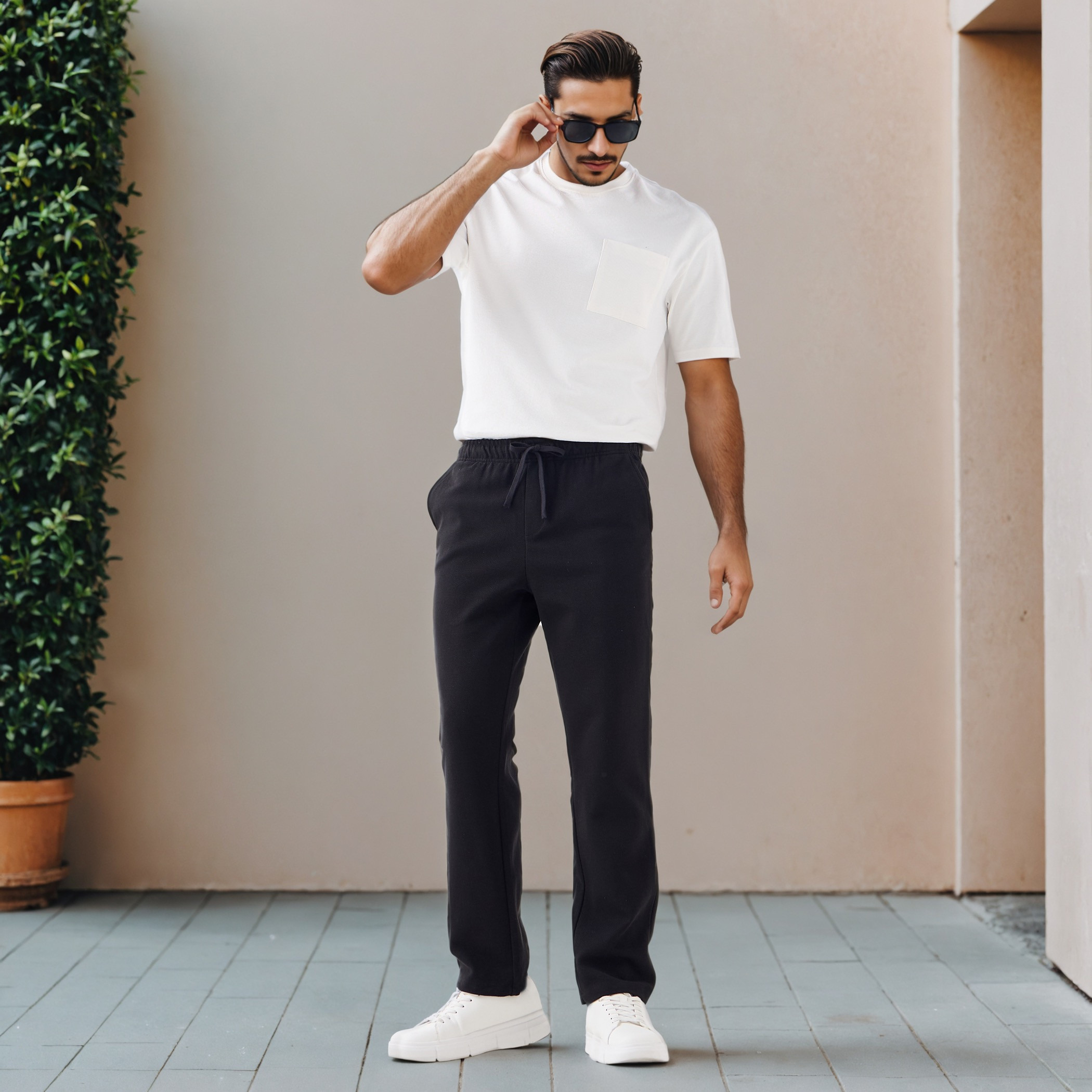 بنطلون بقصّة عادية وخصر مطاطي وجيوب-men-clothing-bottoms-trousersandchinos-trousers-image-7