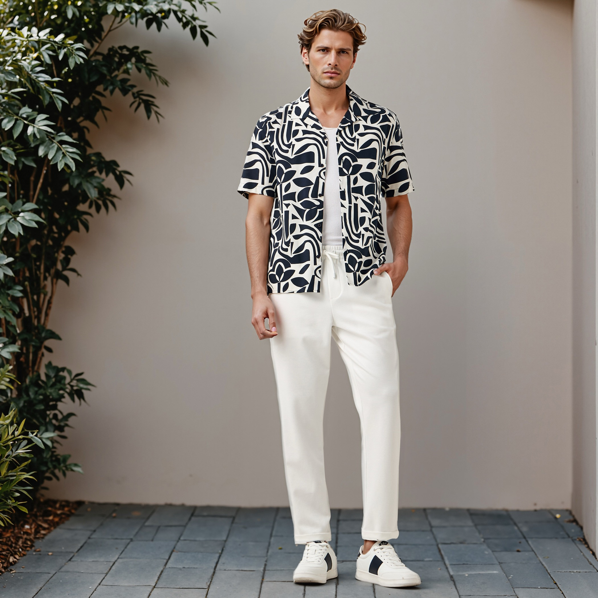 قميص بقصّة عادية وياقة وطبعات-men-clothing-shirts-image-2
