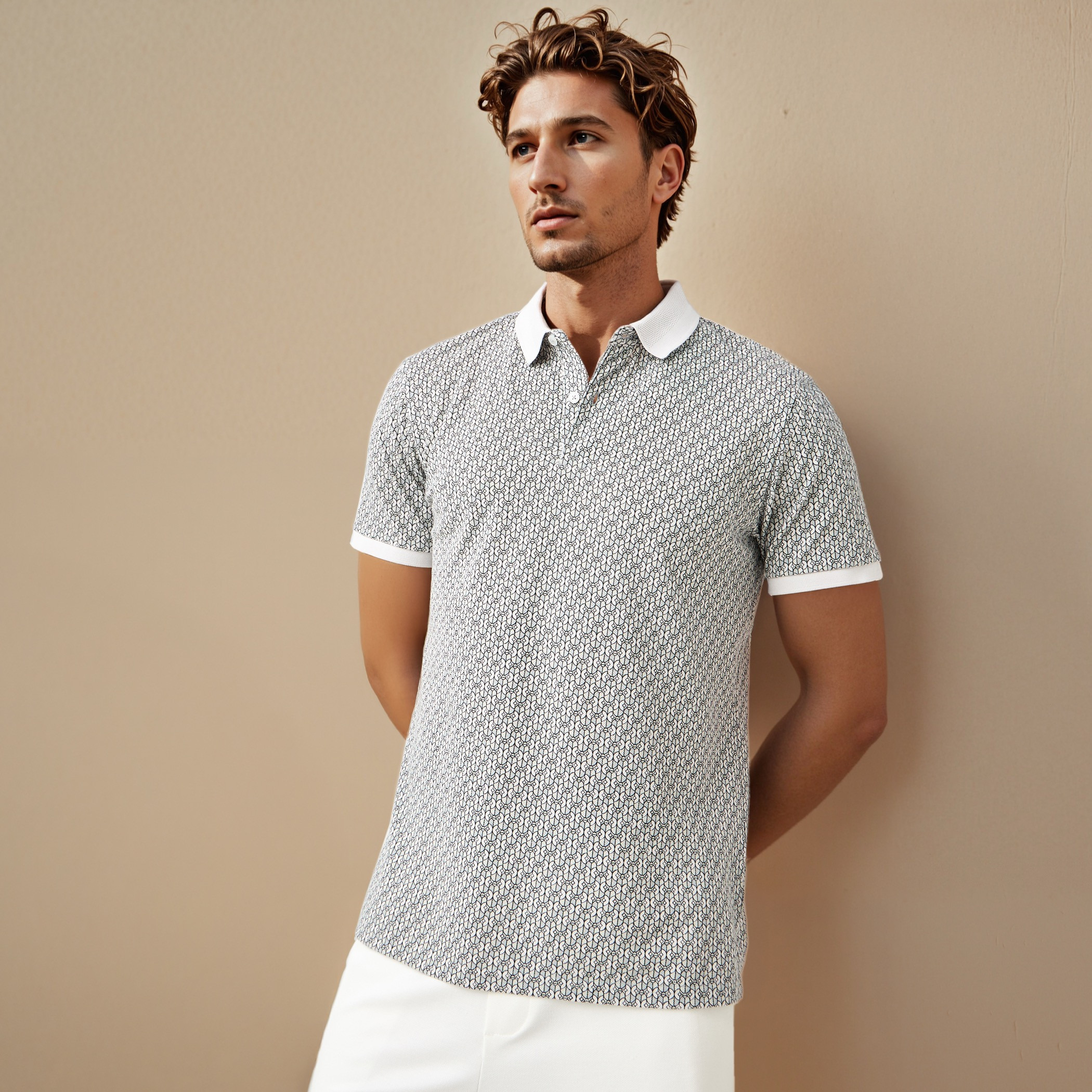Printed Polo T-shirt with Short Sleeves-men-clothing-tshirtsandpolos-polos-image-1