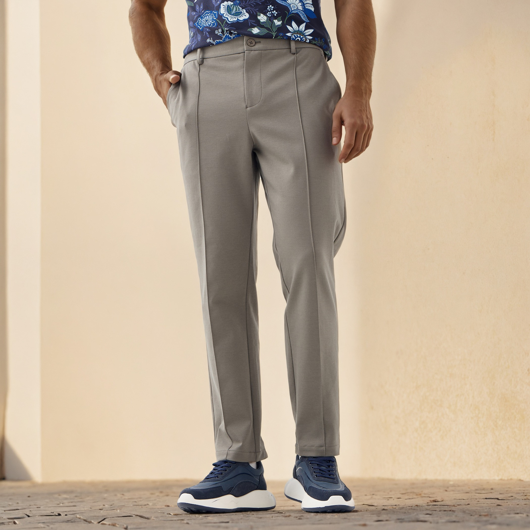 Regular Fit Pants with Flexi Waist and Pockets-men-clothing-bottoms-trousersandchinos-trousers-image-1