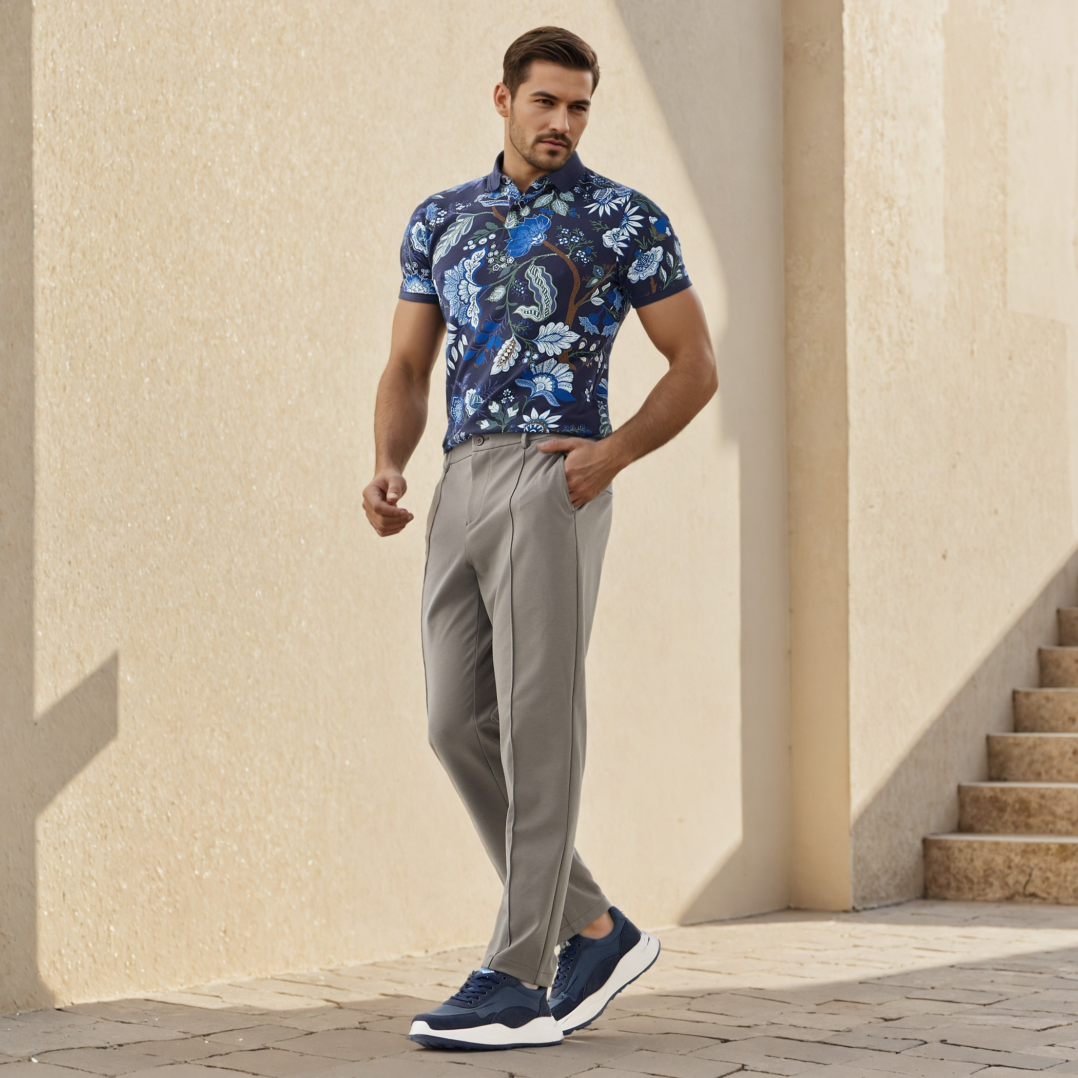 Regular Fit Pants with Flexi Waist and Pockets-men-clothing-bottoms-trousersandchinos-trousers-image-2